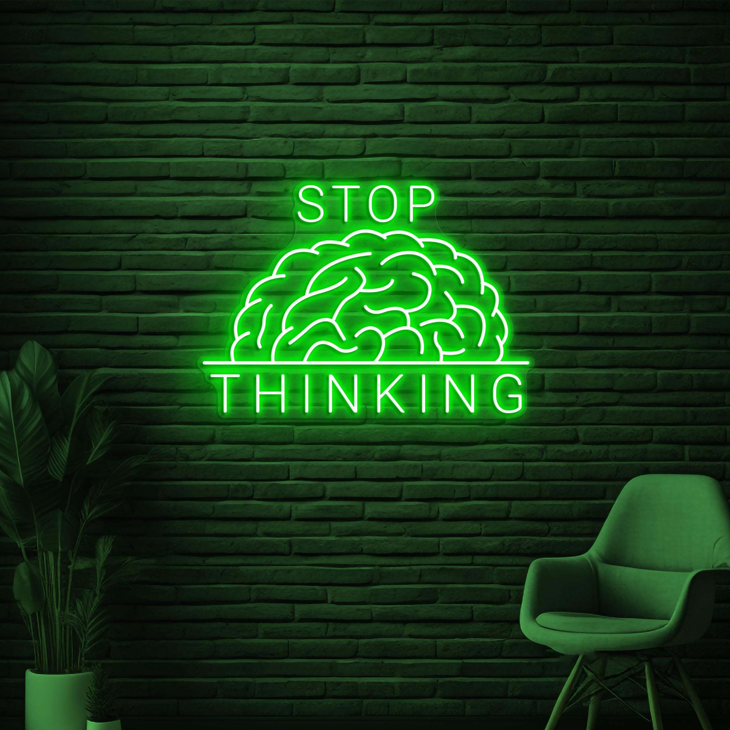 Stop Thinking Neon Sign, Stop Thinking LED Sign, Brain Wall Decor, Chill Wall Light, Home Wall Decor, Hospital Wall Art, Game Room Neon Sign