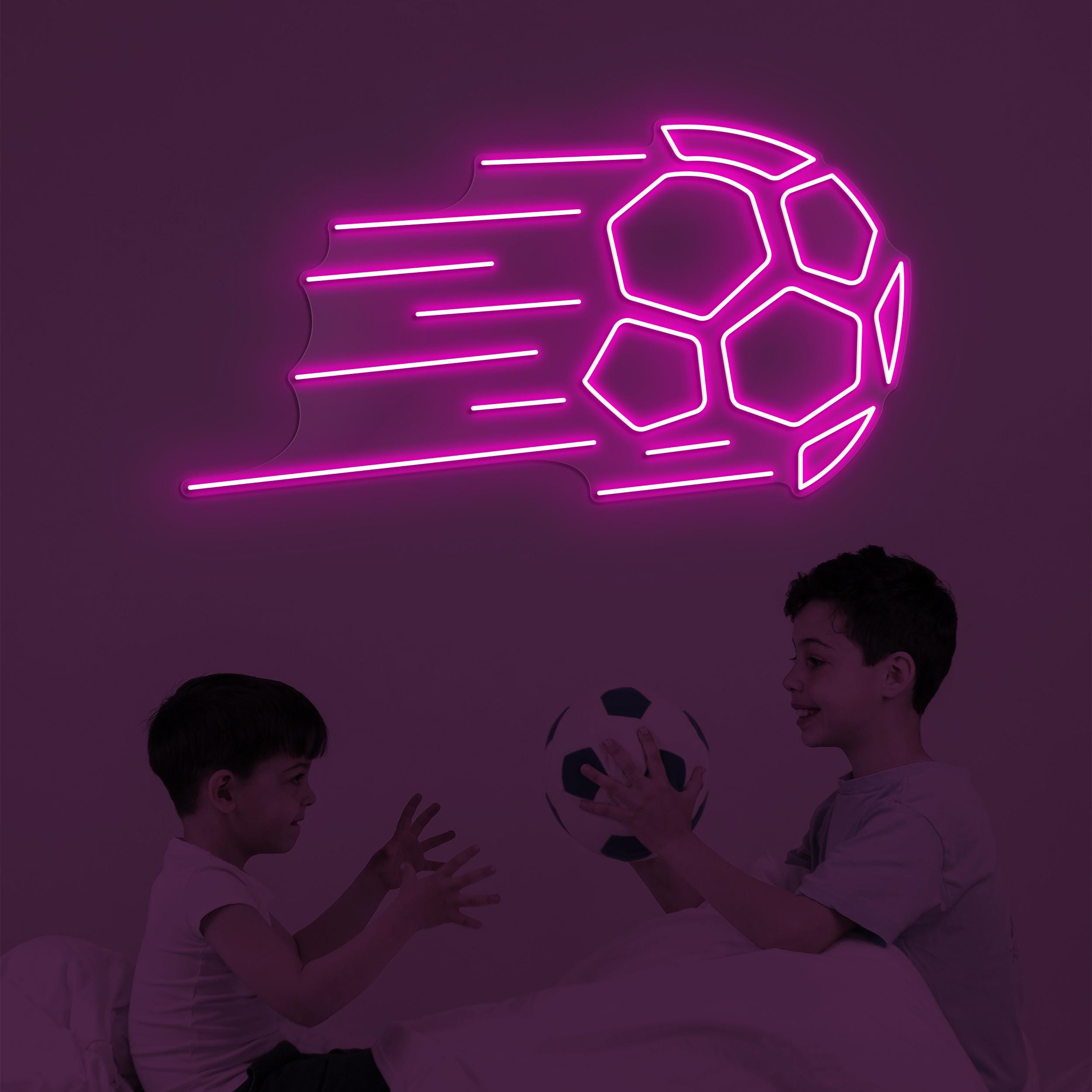Soccer Ball Neon Sign, Soccer Ball LED Light, Flaming Soccer Ball Wall Art, Game Room Wall Decor, Fire Soccer Neon Light, Sports Shop Decor