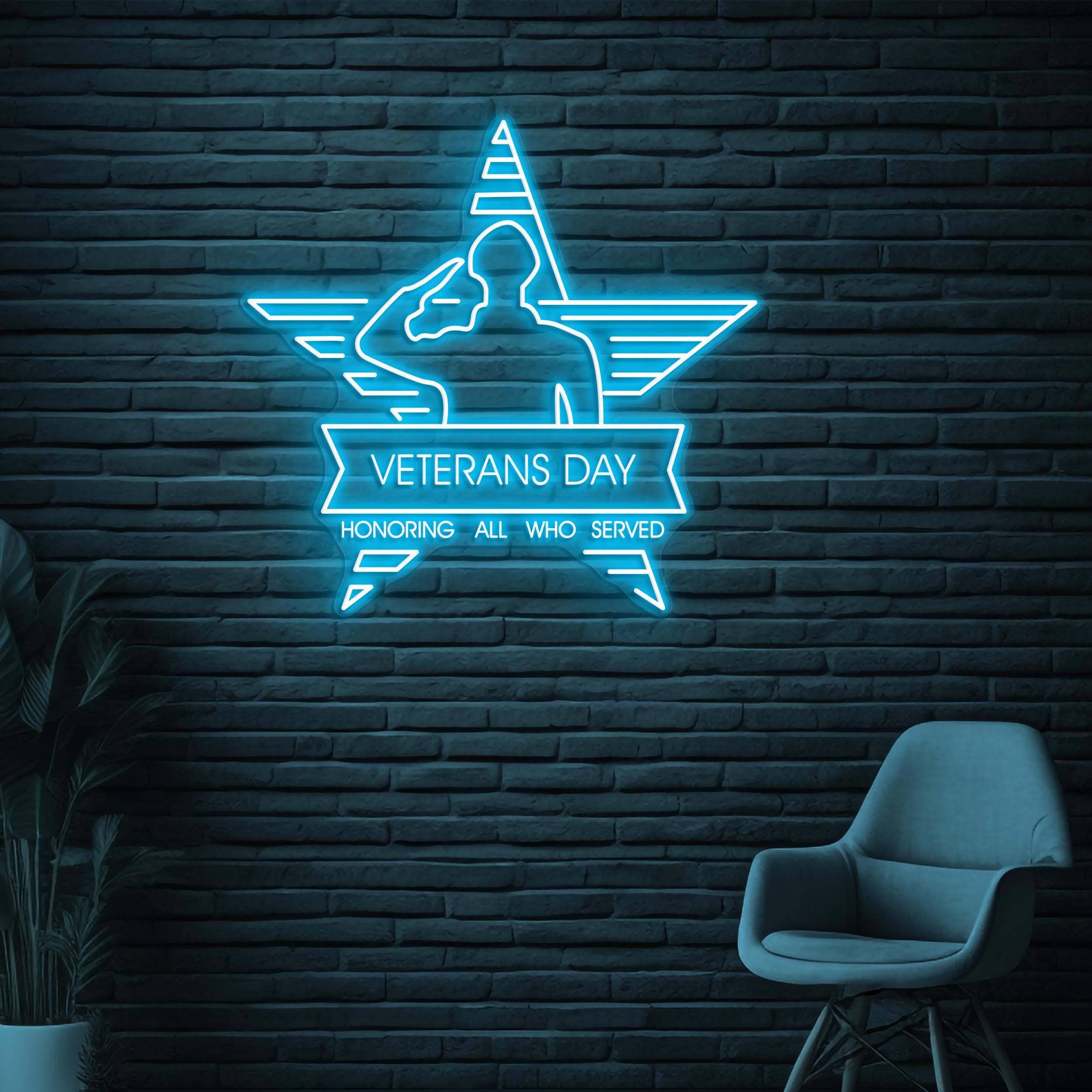 Veterans Day Neon Sign, Veterans Day LED Light, Holiday Wall Art, Honoring All Who Served Decor, Military Office Neon Sign, Army Base Decor