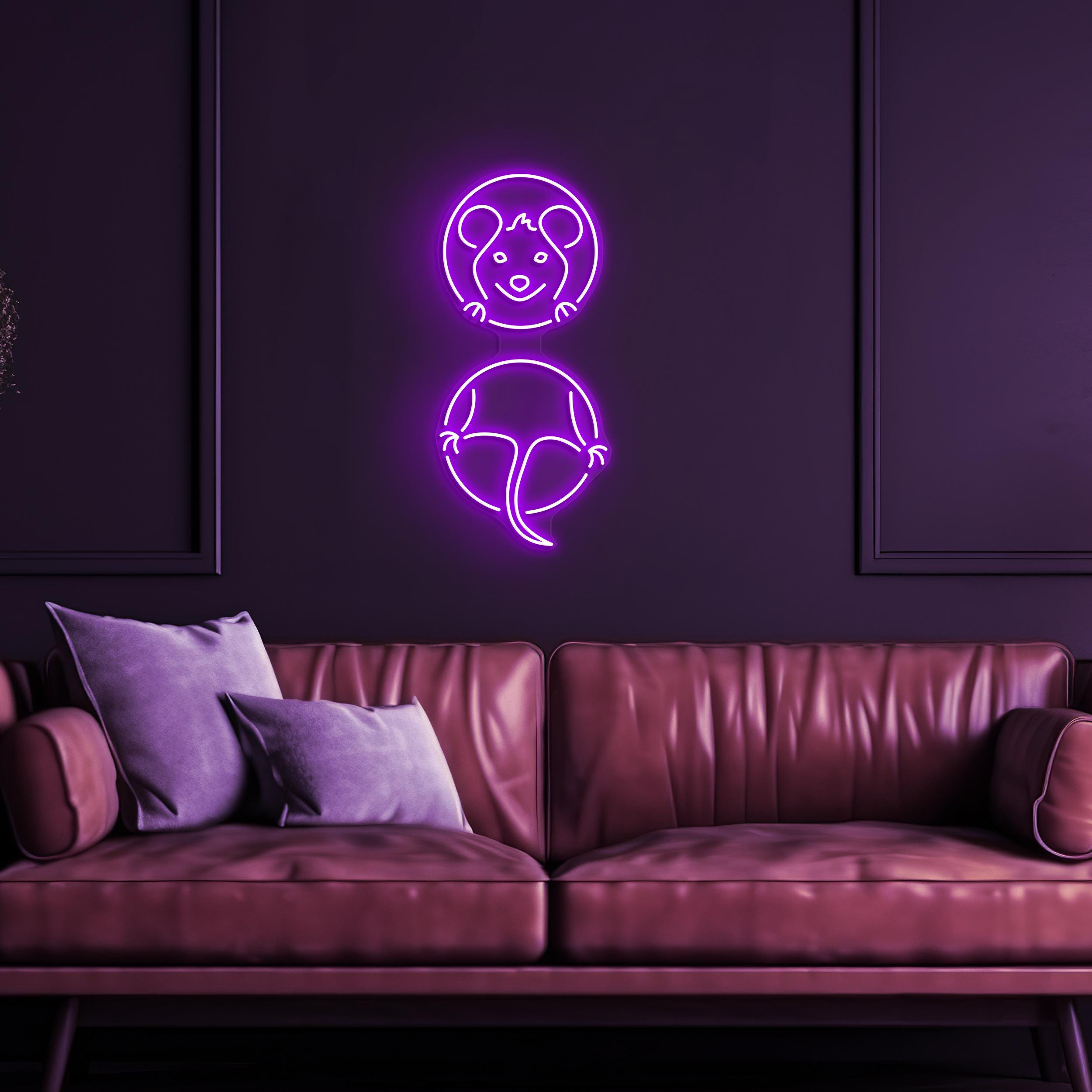 Rat In Hole Neon Sign, Rat In Hole Led Light, Cute Mouse Wall Decor, Kids Room Wall Art, Animal Shop Neon Light, Custom Sign, Mice Wall Art