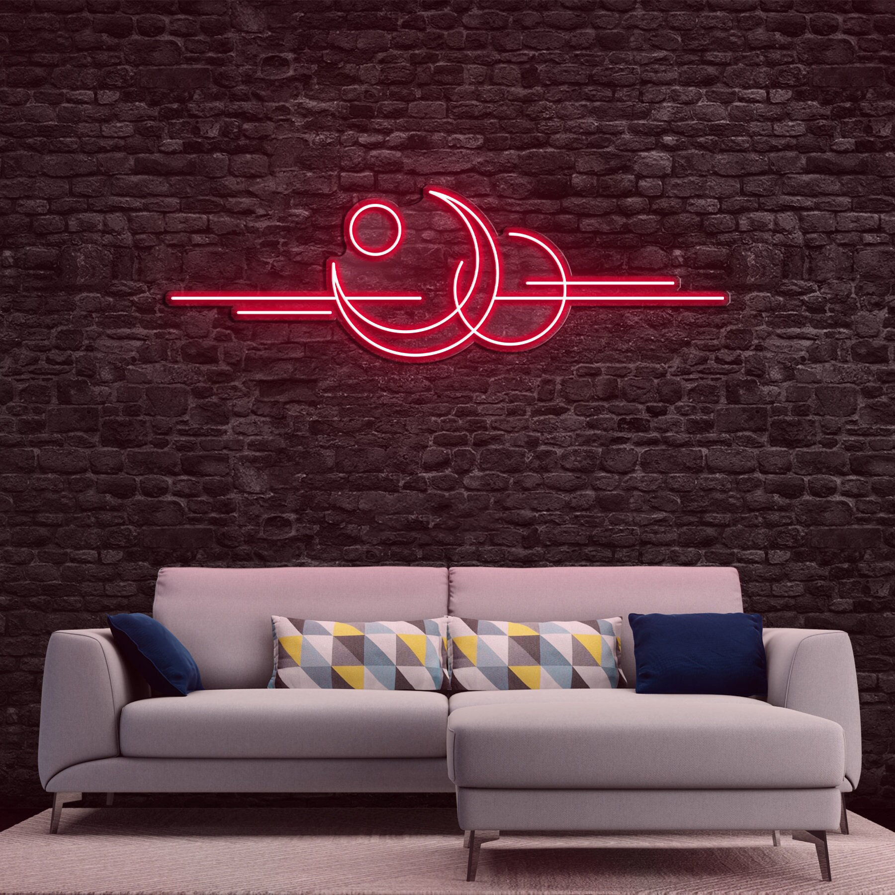 Moon Neon Sign, Moon Lines, Moon Wall Decor, Moon Phases and Sun Wall Sign, Decor for Home, Bedroom, Moon Phase Neon Sign, Lunar Wall Art