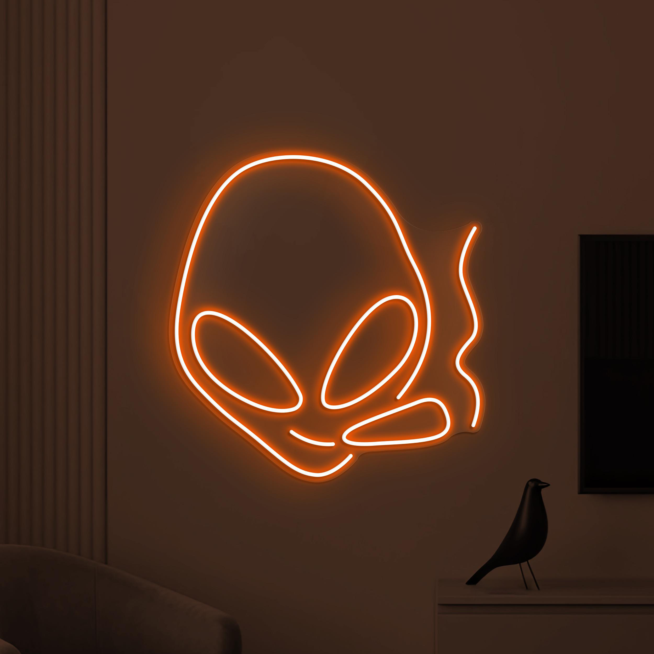 Smoking Alien Neon Sign, Smoking Alien LED Light, Alien Head Wall Decor, Alien with Cigarette Wall Art, Game Room Neon Light, Kids Room Art