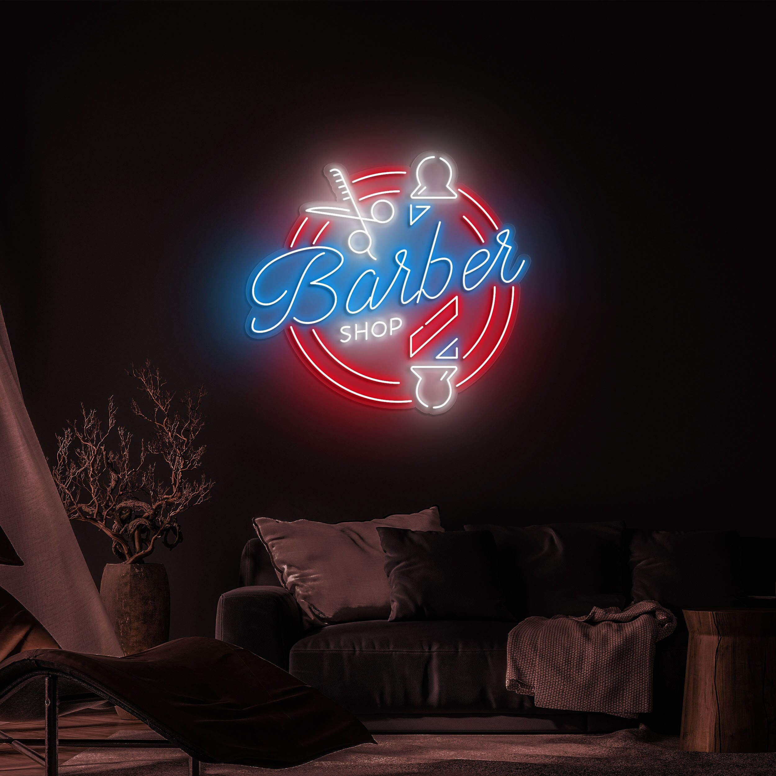 Barber Shop LED Neon Sign, Light for Salon & Barber Shops, Barber Signage, Wall Art, Shop Decor, Classic Decor for Hair Salons, Barber Shops