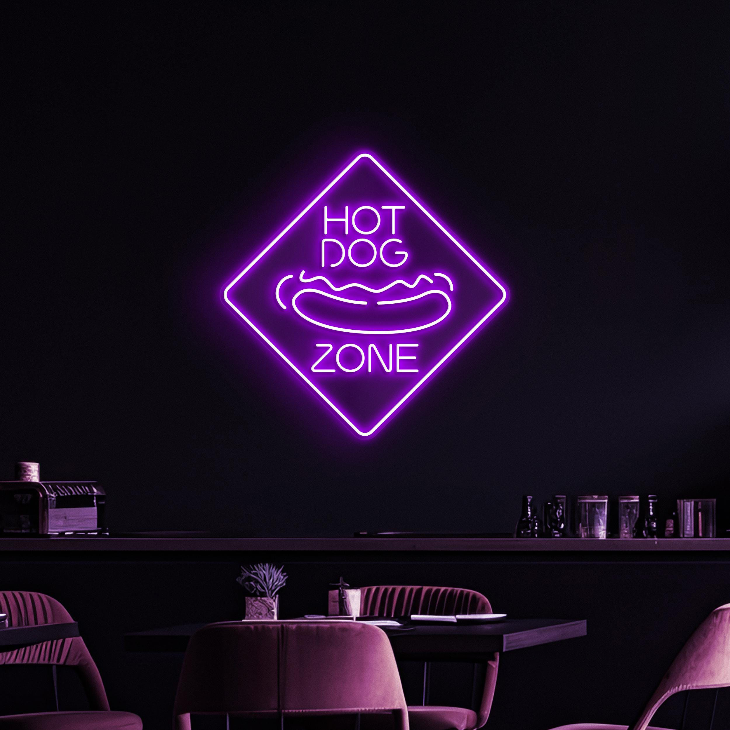 Hot Dog Zone Neon Sign, Hot Dog Zone LED Light, Fast Food Area Wall Decor, Party Neon Sign, Gift For Hot Dog Lovers, Restaurant Neon Light