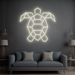 Geometric Turtle Neon Sign, Turtle Neon Light, Turtle Wall Art Sign, Turtle Wall Light Up Sign, Neon Light Art for Kids' Rooms, Aquariums,