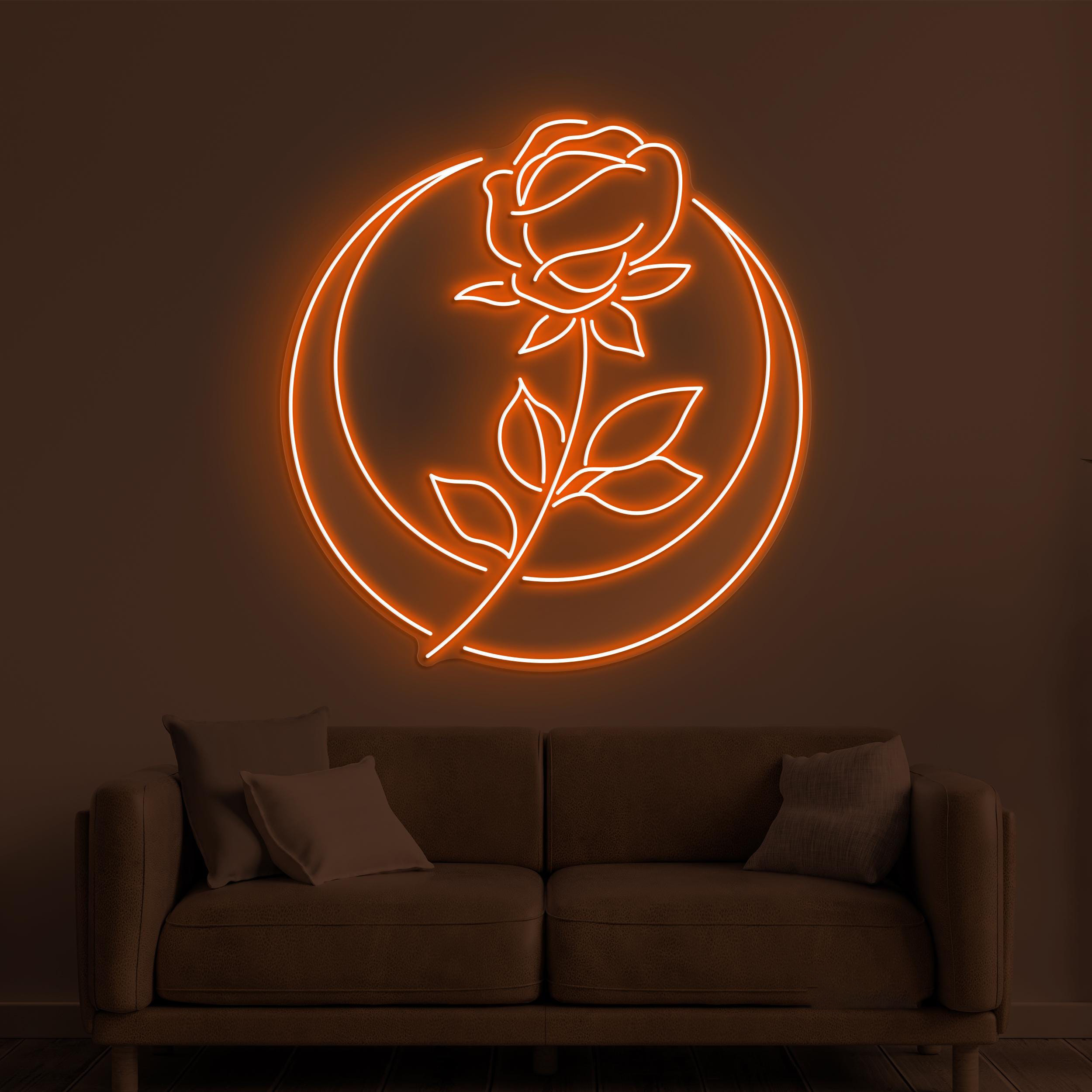 Moon Rose Flower Neon Sign, Moon Rose Flower LED Light, Flower Shop Wall Decor, Moon & Rose Wall Art, Wedding Party Decor, Moon Night Light