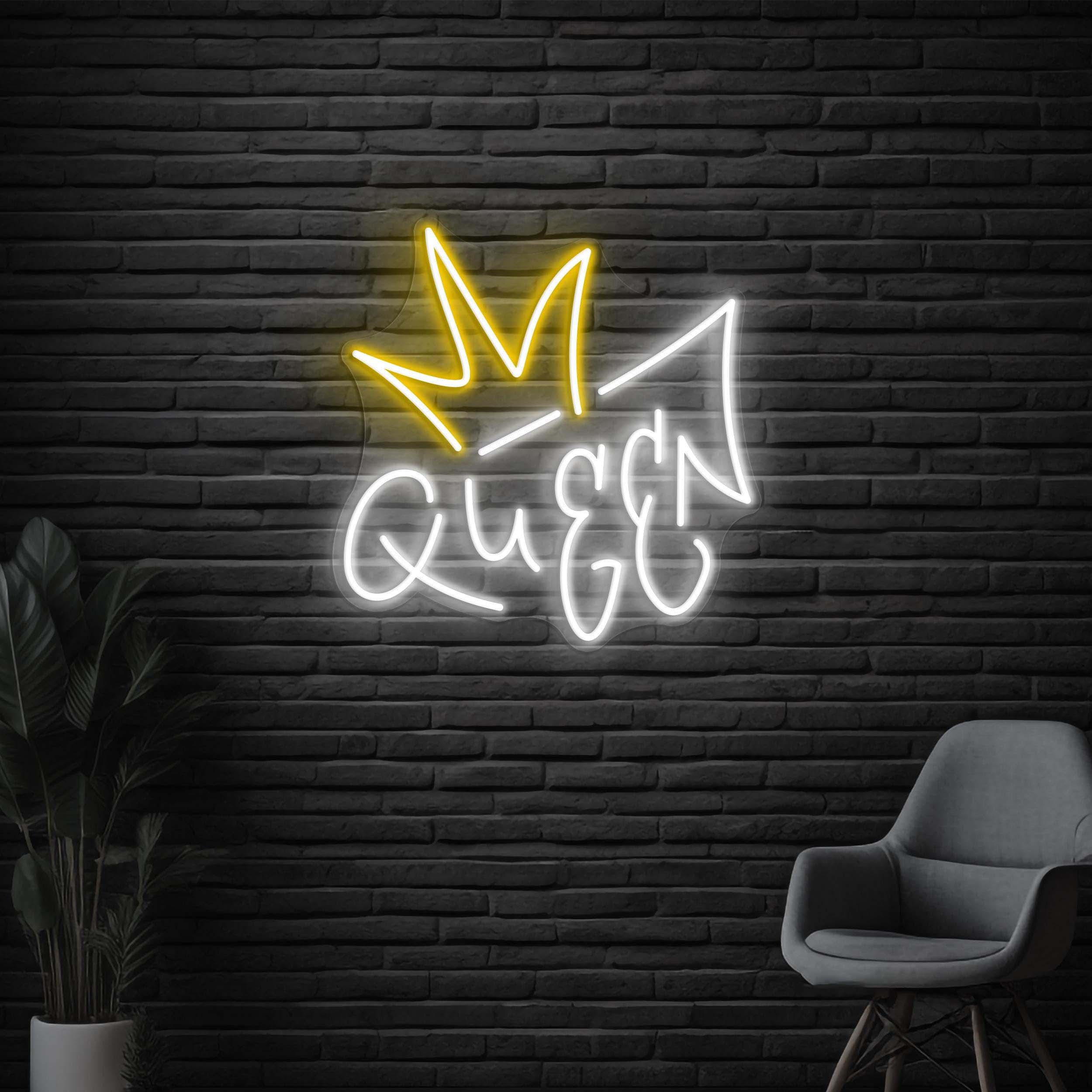Queen Neon Sign, Queen LED Light, Queen Crown Wall Decor, Queen Logo Neon Sign, Princess Crown Wall Art, Royal Crown Decor, Home Wall Light