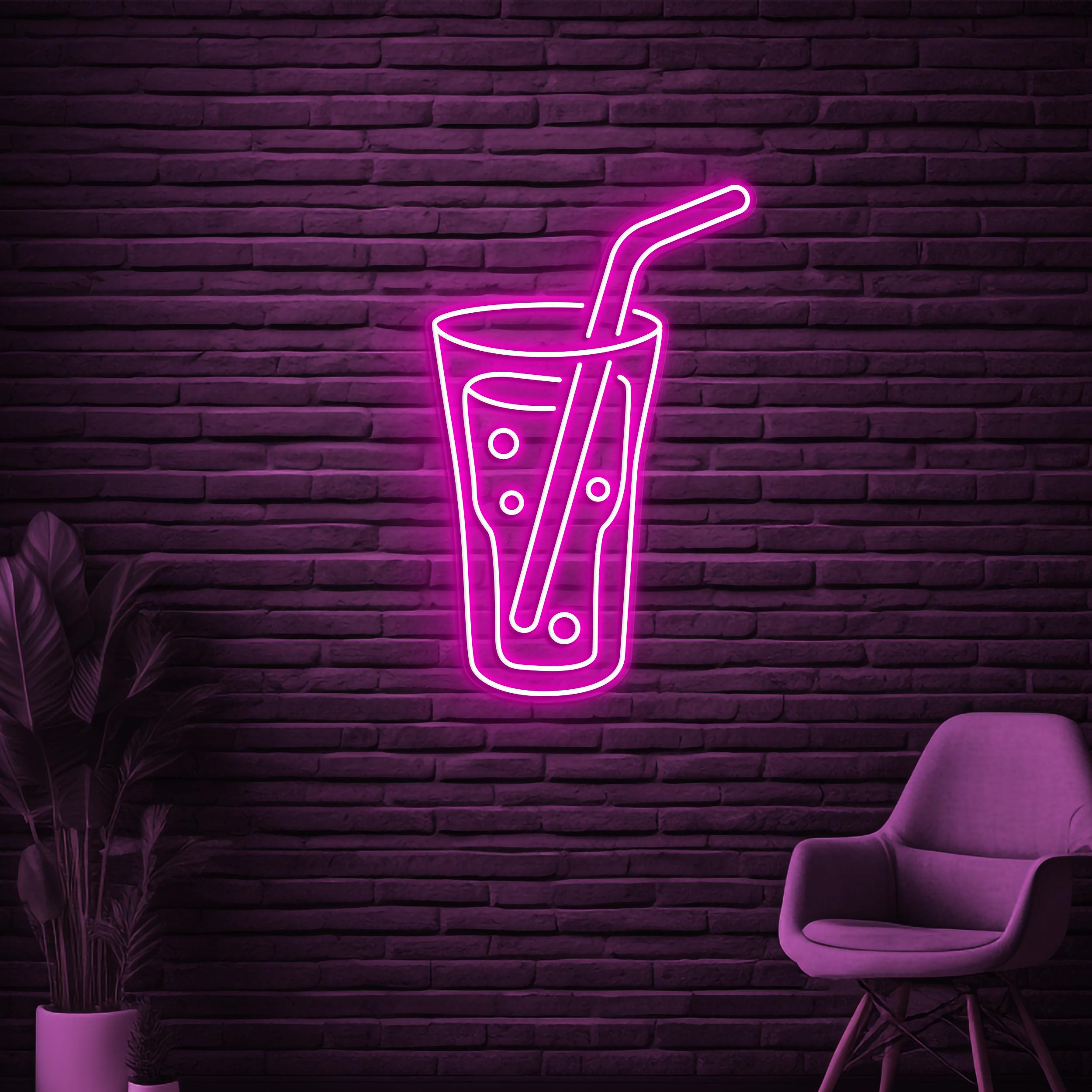 Juice Neon Sign, Drink LED Light, Bar Wall Decor, juice Shop Wall Art, Custom Neon Sign, Glass Neon Sign, Led Neon Art, Glass Shop Decor