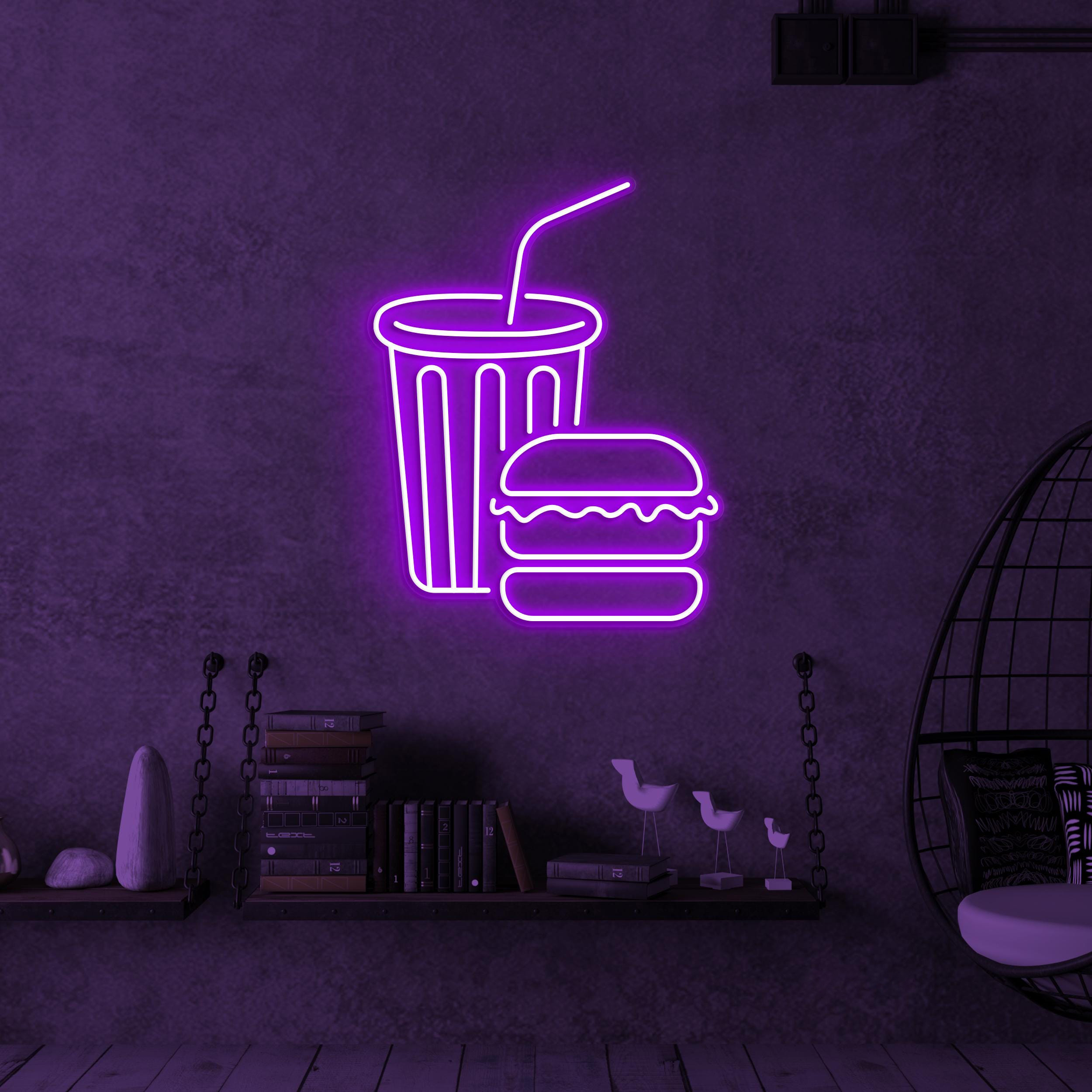 Burger and Juice Neon Sign, Burger and Juice LED Light, Burger Wall Decor, Burger Shop Neon Sign, Fast Food Wall Art, Juice Shop LED Sign