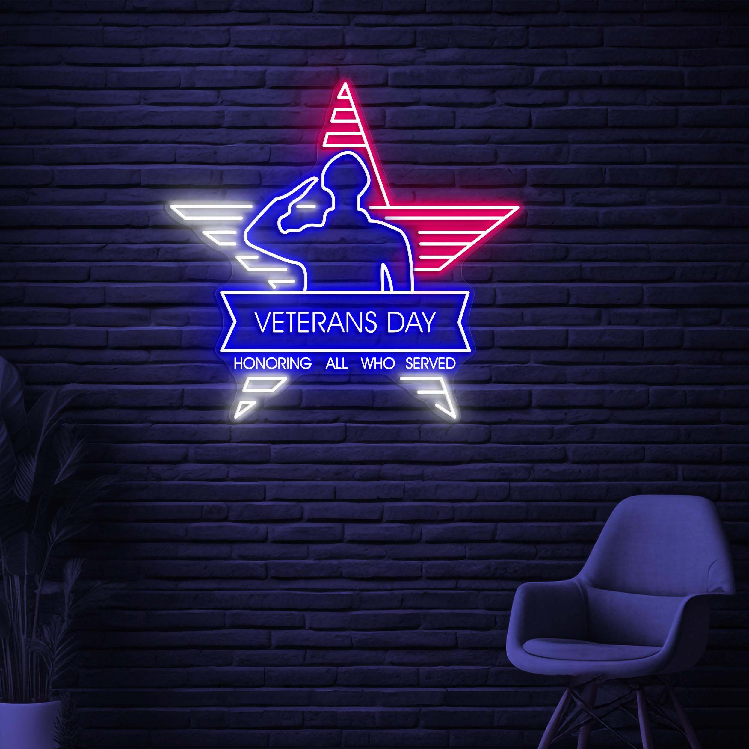 Veterans Day Neon Sign, Veterans Day LED Light, Holiday Wall Art, Honoring All Who Served Decor, Military Office Neon Sign, Army Base Decor