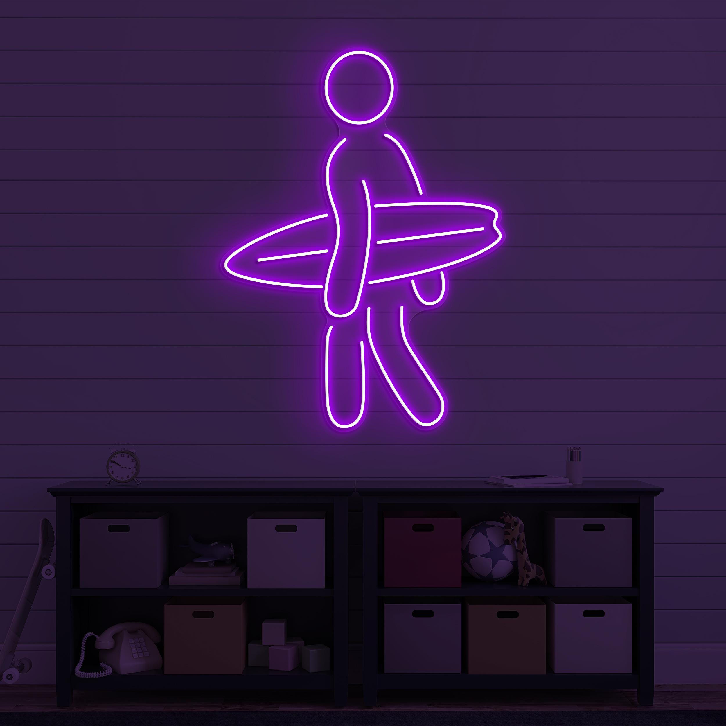 Surfer Boy Neon Sign, Surfer Boy LED Light, Surfboard Wall Decor, Sea Day Led Sign, Beach Wall Art, Beach Neon Light, Summer Neon Sign, Gift