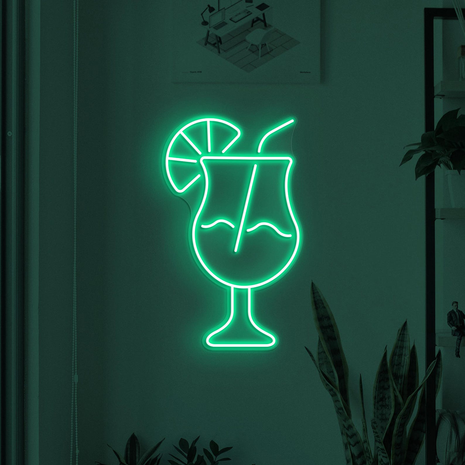 Cocktail Neon Sign, Cocktail Drink LED Light, Bar Wall Decor, Drink Corner Wall Art, Party Neon Decor, Martini Cocktail Sign, Drink Lime Art