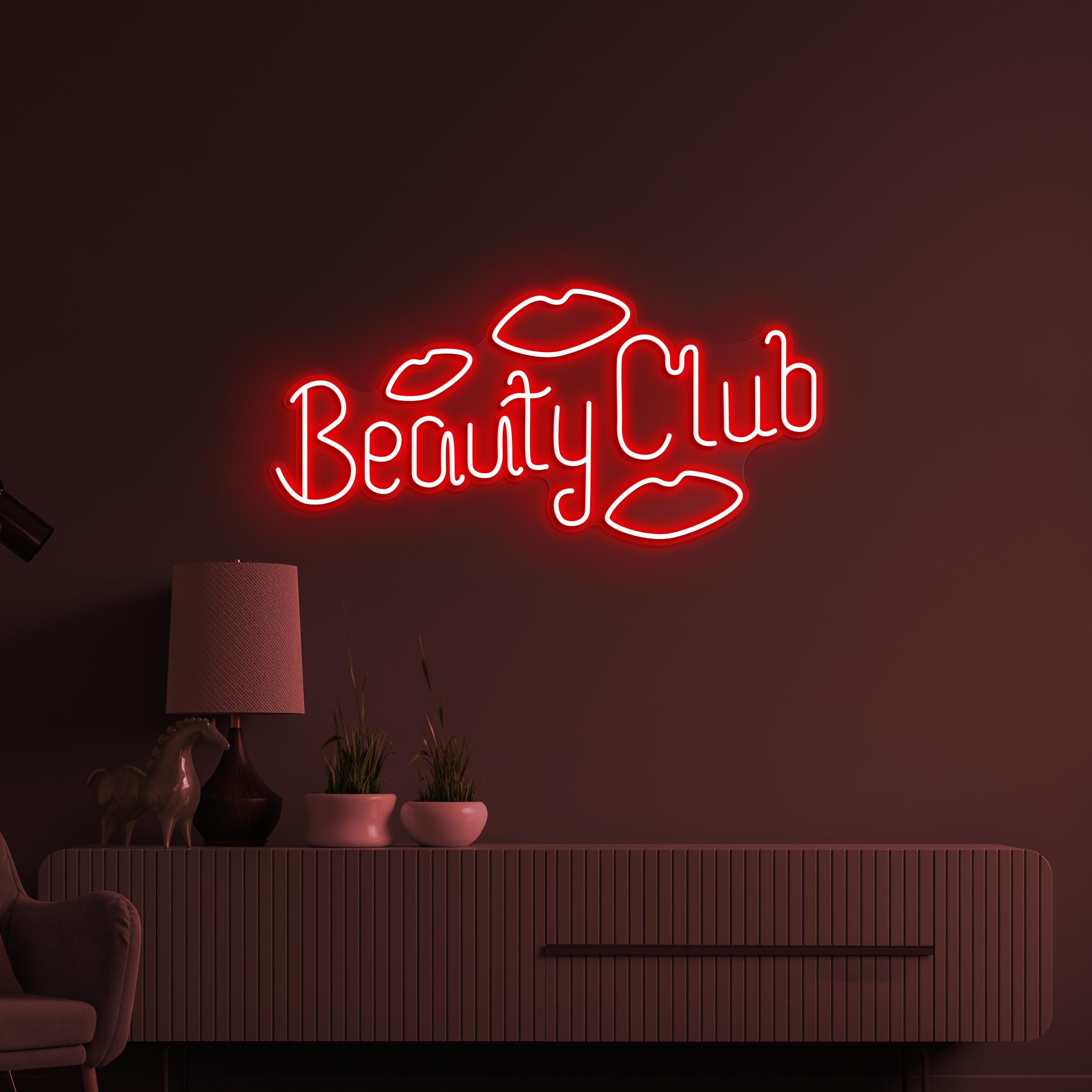 Beauty Club Neon Sign, Beauty Club LED Light, Beauty Salon Wall Decor, Romantic Wall Art, Girls Room Neon Sign, Personalized Gift for Girls