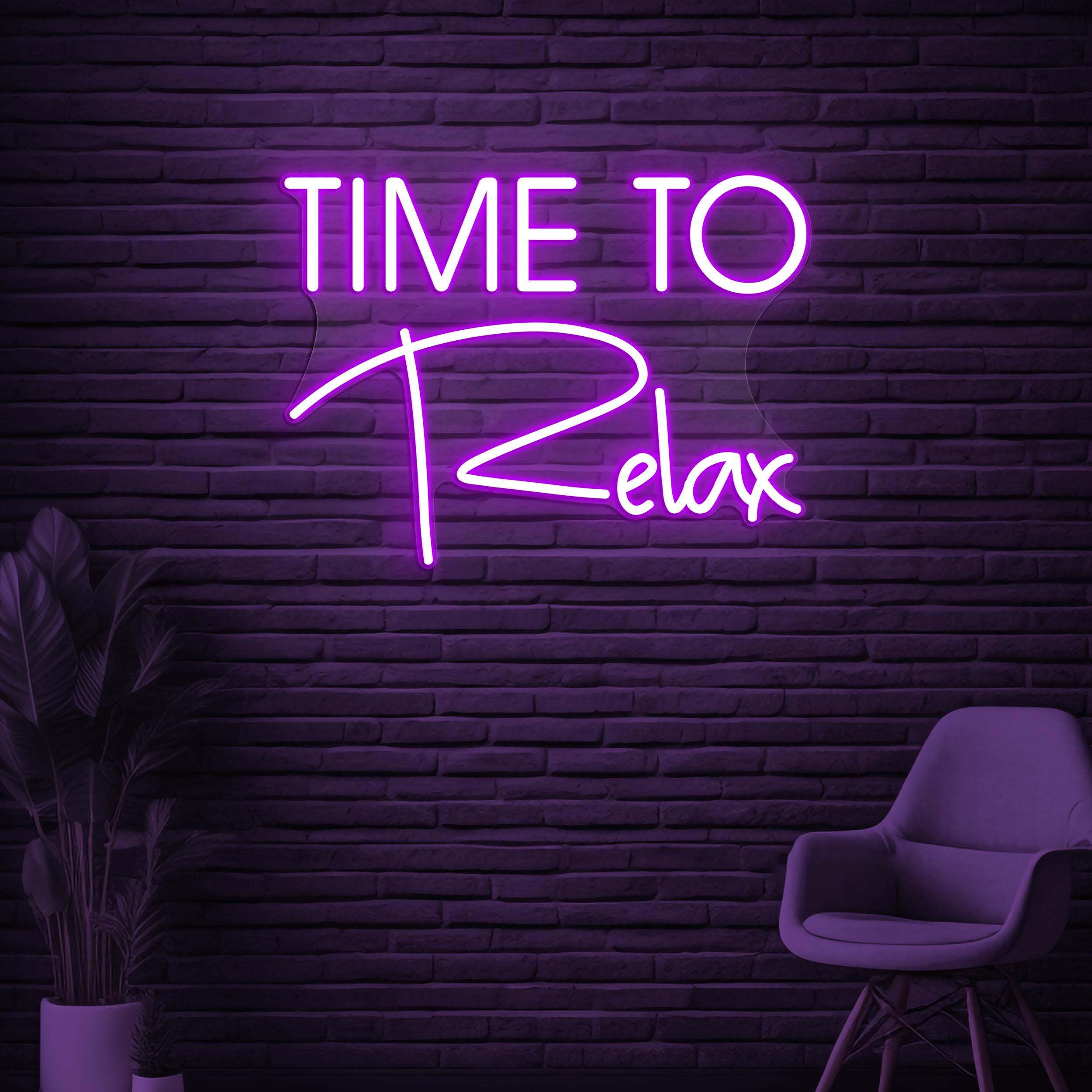 Time to Relax Neon Sign, Time to Relax LED Light, Lounge Wall Decor, Home Wall Art, Bedroom Led Sign, Relaxation Mode Sign, Chill Vibes Art