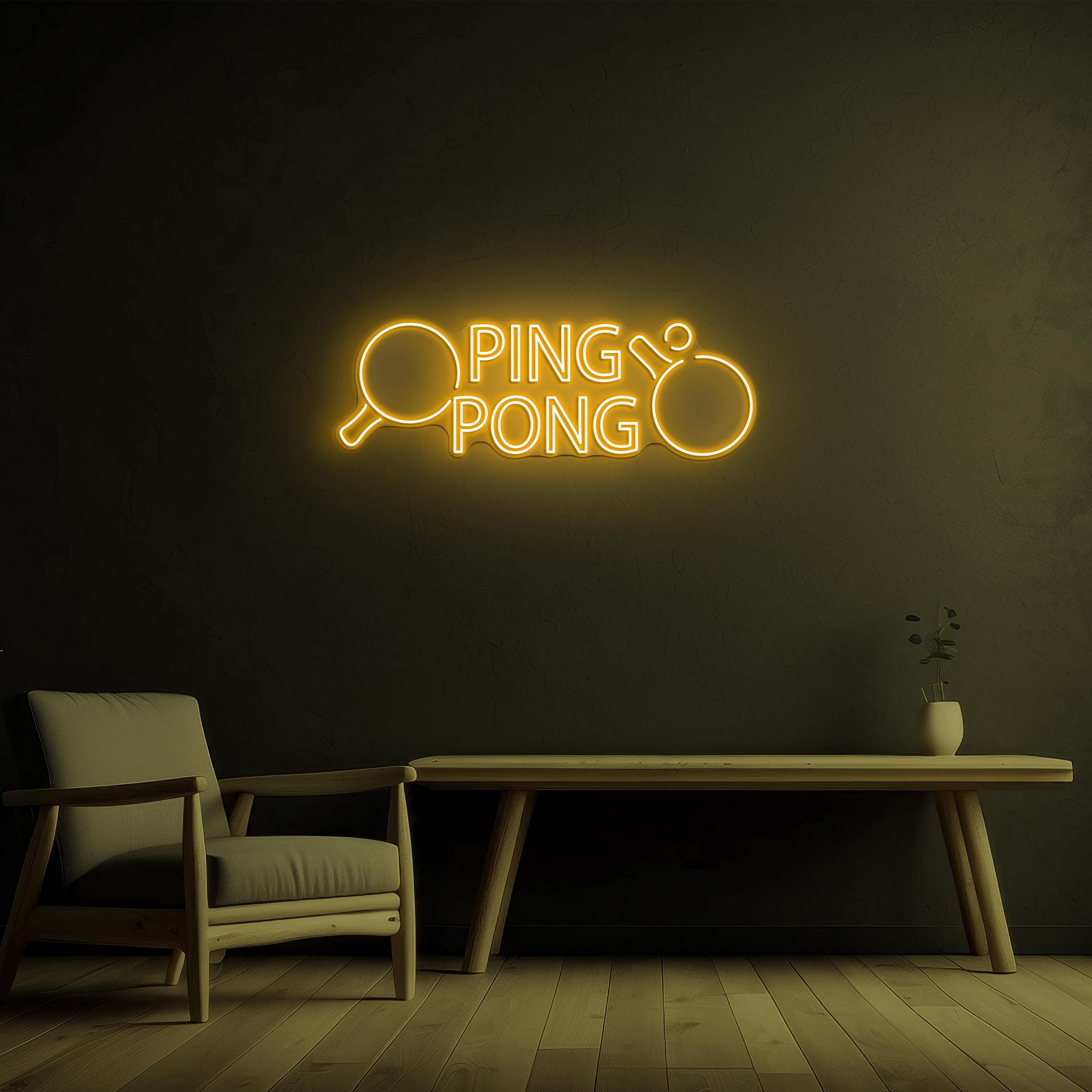 Ping Pong Neon Sign, Ping Pong LED Light, Ping Pong Paddle & Ball Wall Decor, Table Tennis Racket Art, Tennis Lover Gift, Gaming Club Sign