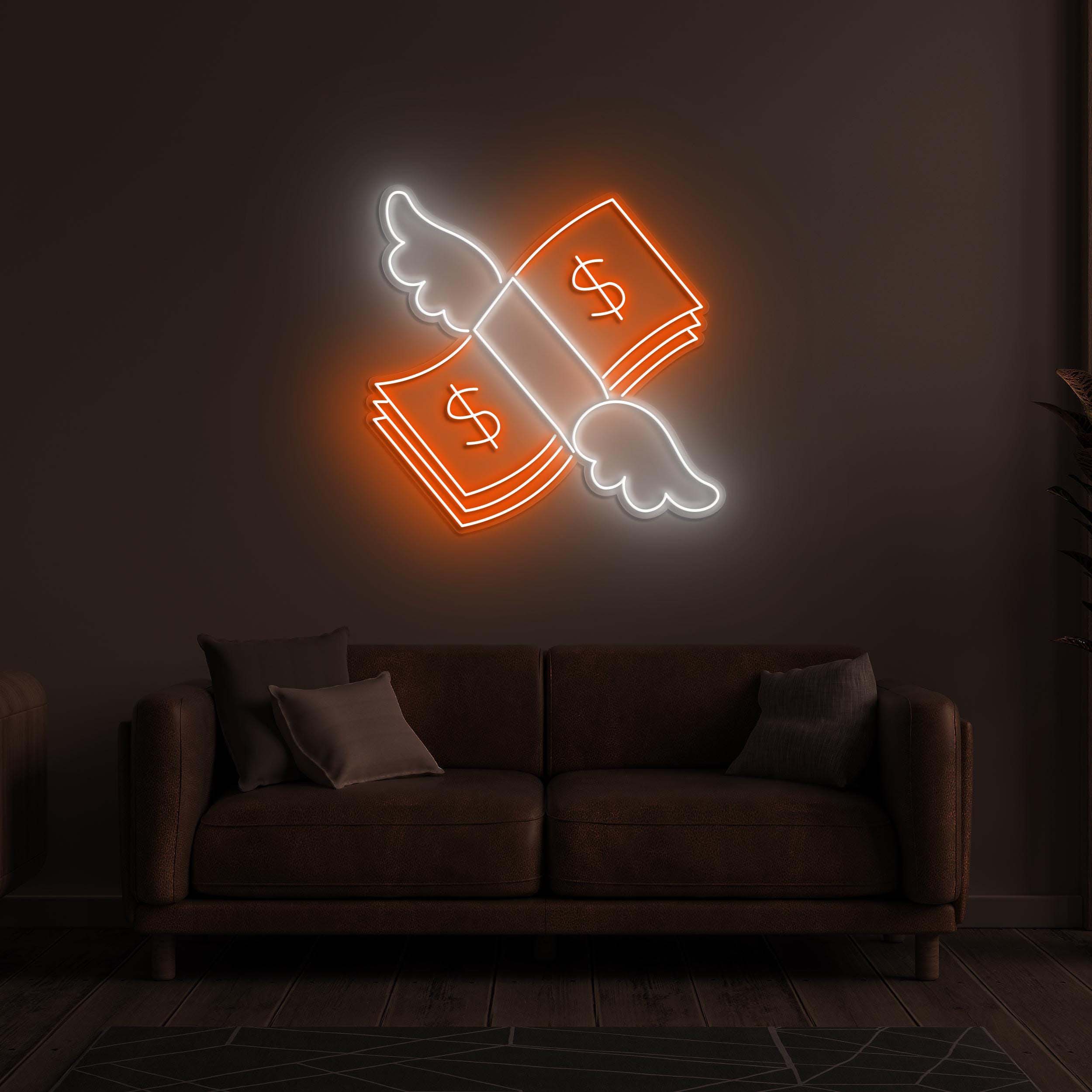 Flying Cash Neon Sign, Cash LED Light, Flying Money LED Neon Art, Bar and Game Room Decor, Custom Cash Neon Sign, Home or Business Decor