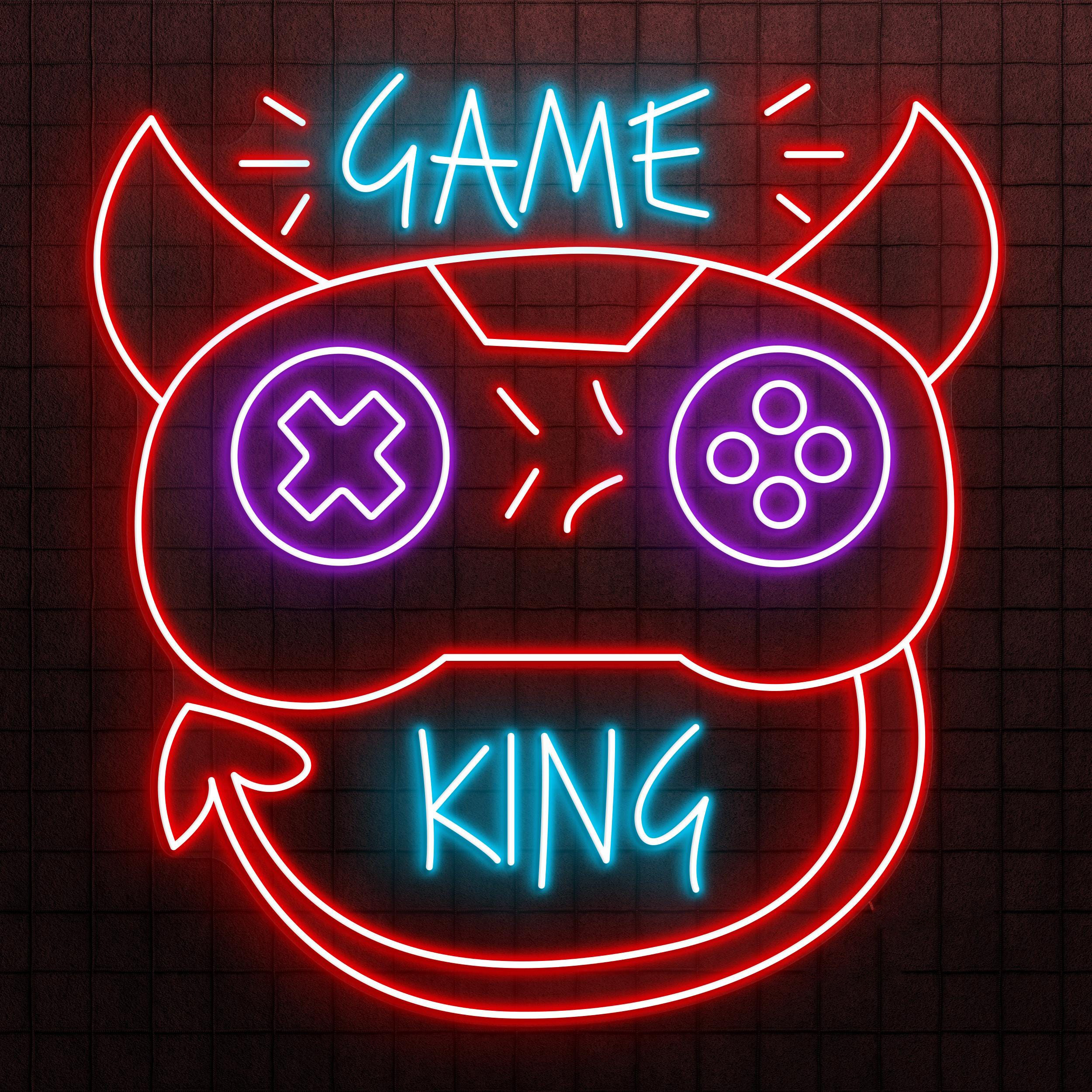 Game King Neon Sign, Game King LED Light, Game Controller Wall Decor, Devil Game Controller Art, Game Room Neon Light, Gaming Zone Decor