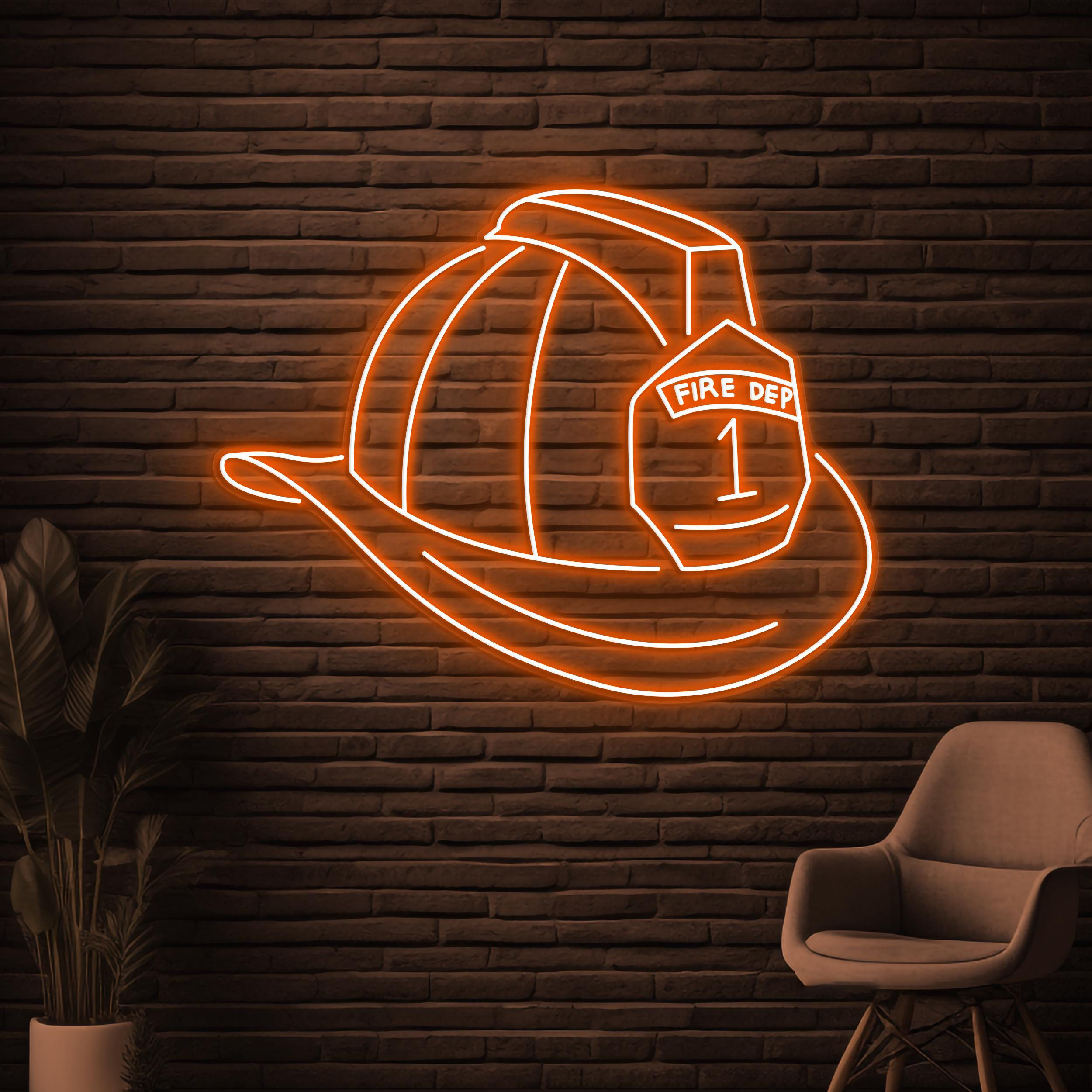 Firefighter Helmet Neon Sign, Firefighter Helmet LED Light, Rescue Room Decor, Fireman Wall Art, Firefighter Hat Sign, Fire Department Sign