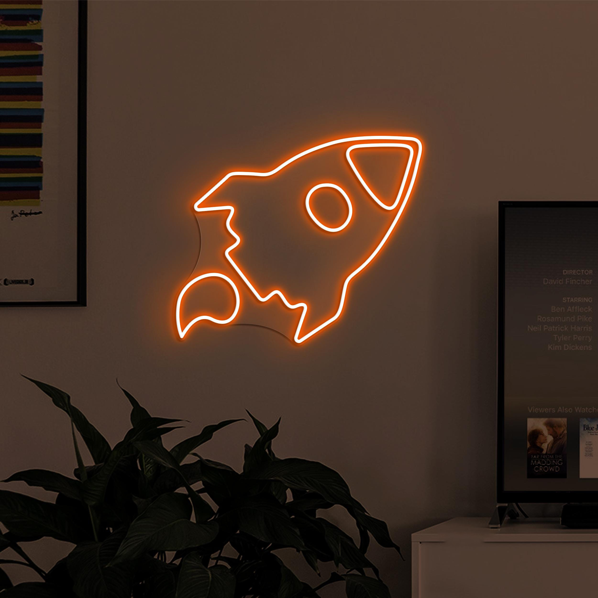 Rocket Neon Sign, Rocket LED Light, Space Exploration Wall Decor, Space Ship Wall Art, Kids Room Neon Light, Game Room Wall Art, Home Decor