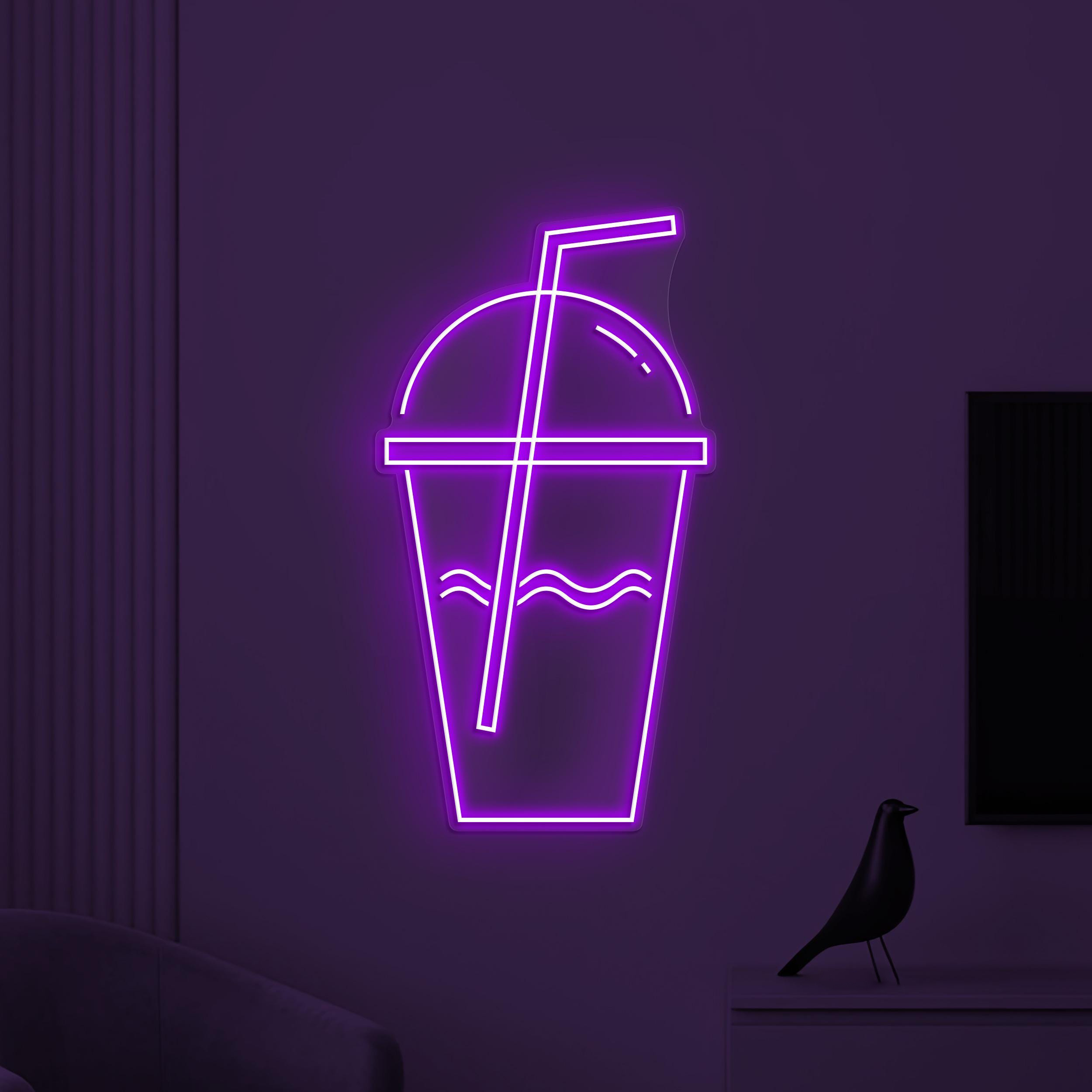 Drink Cup Neon Sign, Drink Coffee LED Light, Coffee Wall Decor, Coffee Time Wall Art, Bar, Cafe & Drink Corner Light, Kitchen Neon Wall Art