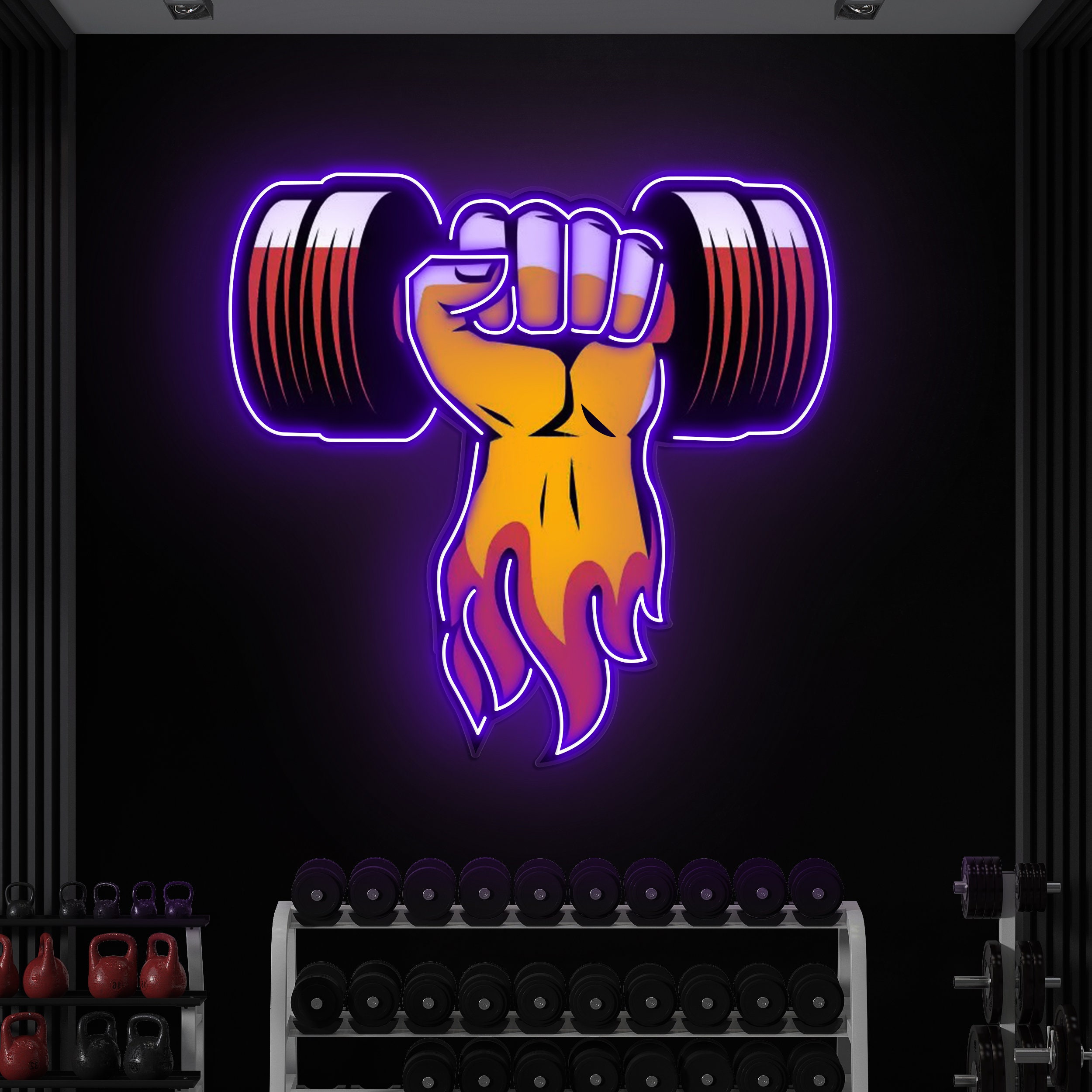 Arm with Dumbbell Neon Light, Motivational Gym Decor, Neon Pop Art, Gym Sign, Wall Hanging, Fitness Studio, Room, Shop, Business Decor, Gift