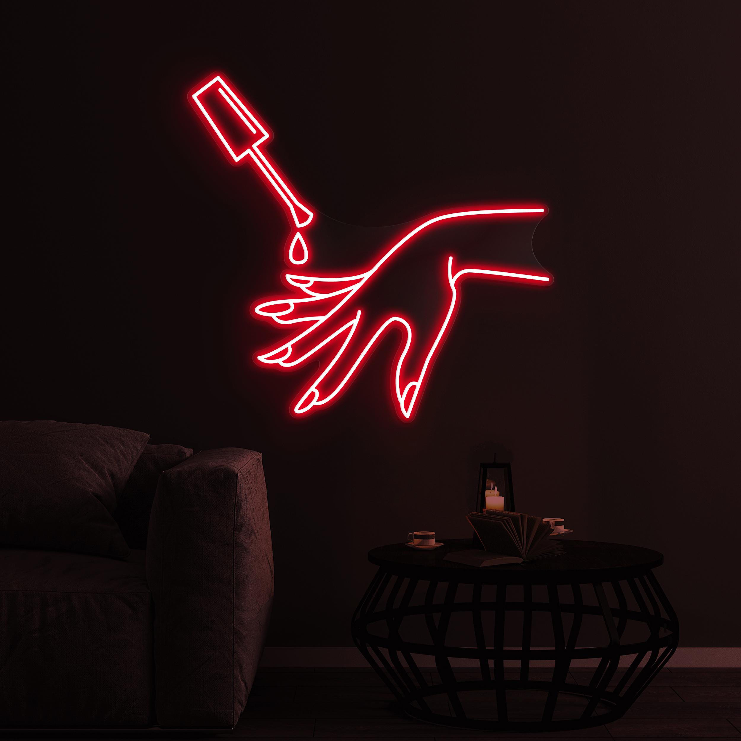 Hand Painting Nails Neon Sign, Hand & Nail Polish LED Light, Nail Polish Hand Light, Beauty Salon Decor, Nail Artist Home Decor, Girly Room