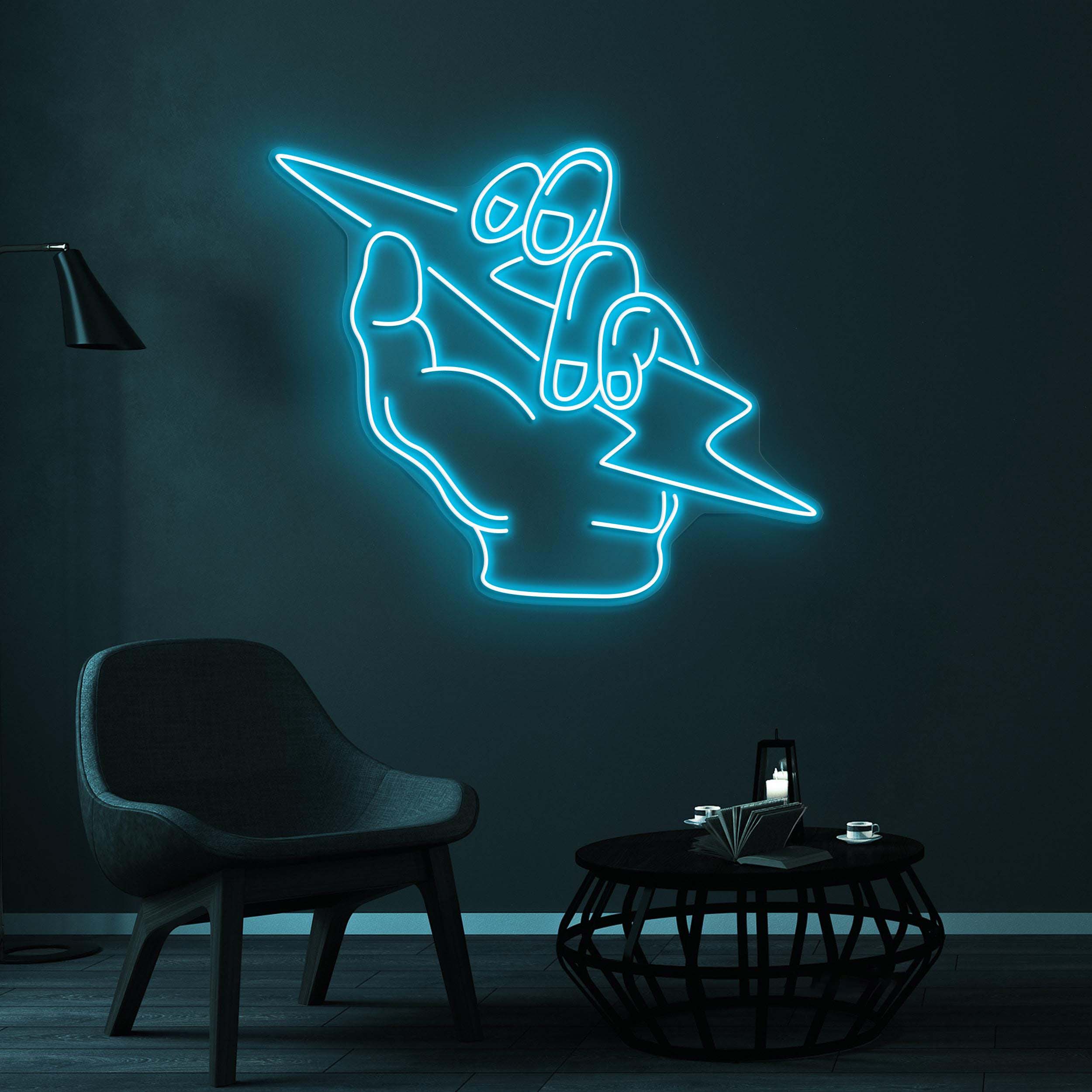 Hand Neon Sign, Lightning Hand LED Light, Thunder Light Hand Wall Art, Game Room Wall Decor, Hand Holding Light Sign, Home Decor, Gift Idea