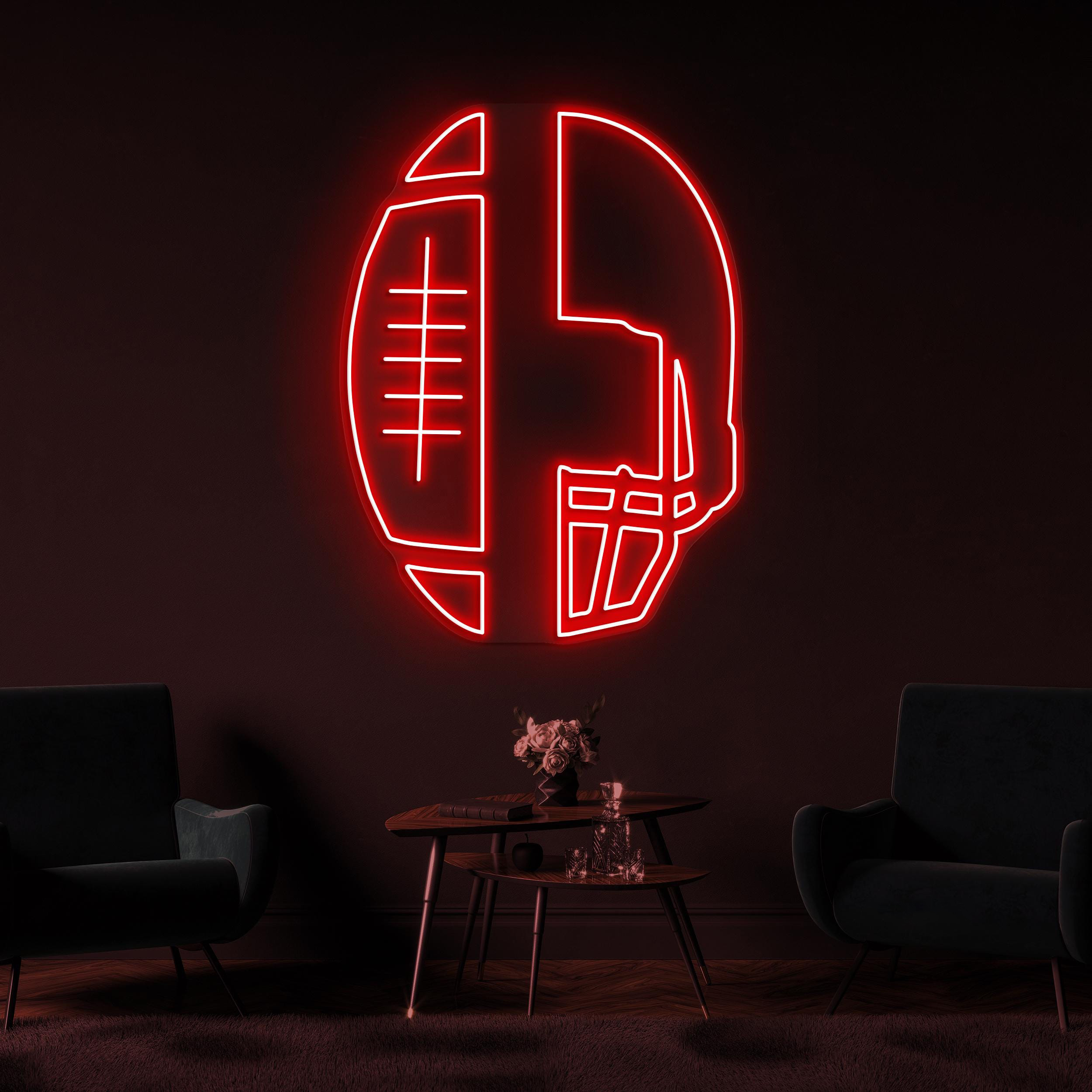Football & Helmet Neon Sign, Football and Helmet LED Light, American Football Wall Decor, American Helmet Wall Art, Sports Shop Neon Light