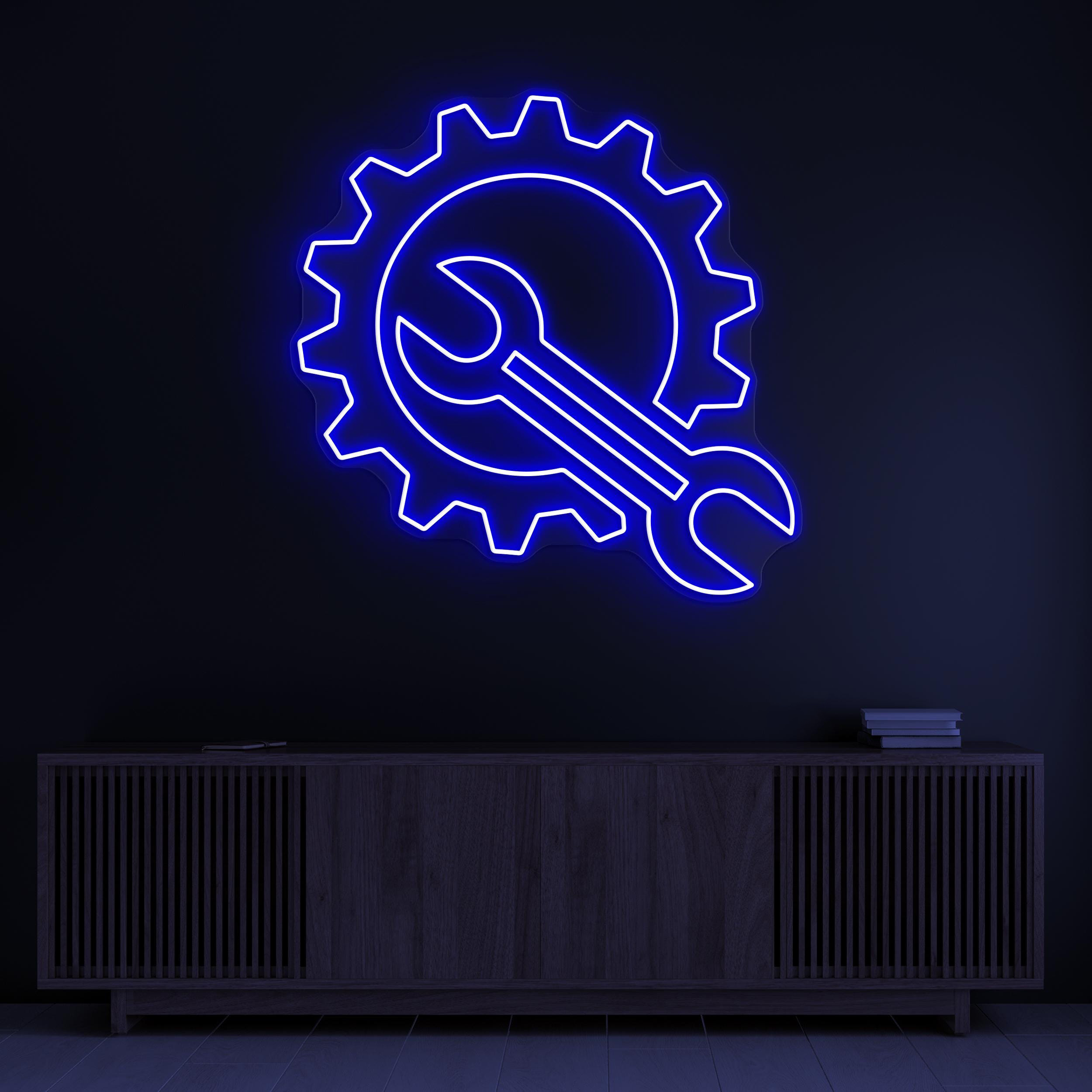 Gear & Wrench Neon Sign, Gear and Wrench LED Light, Mechanic Wall Decor, DIY Wall Art, Garage Neon Light, Work Shop Art, Mechanic Tools Sign