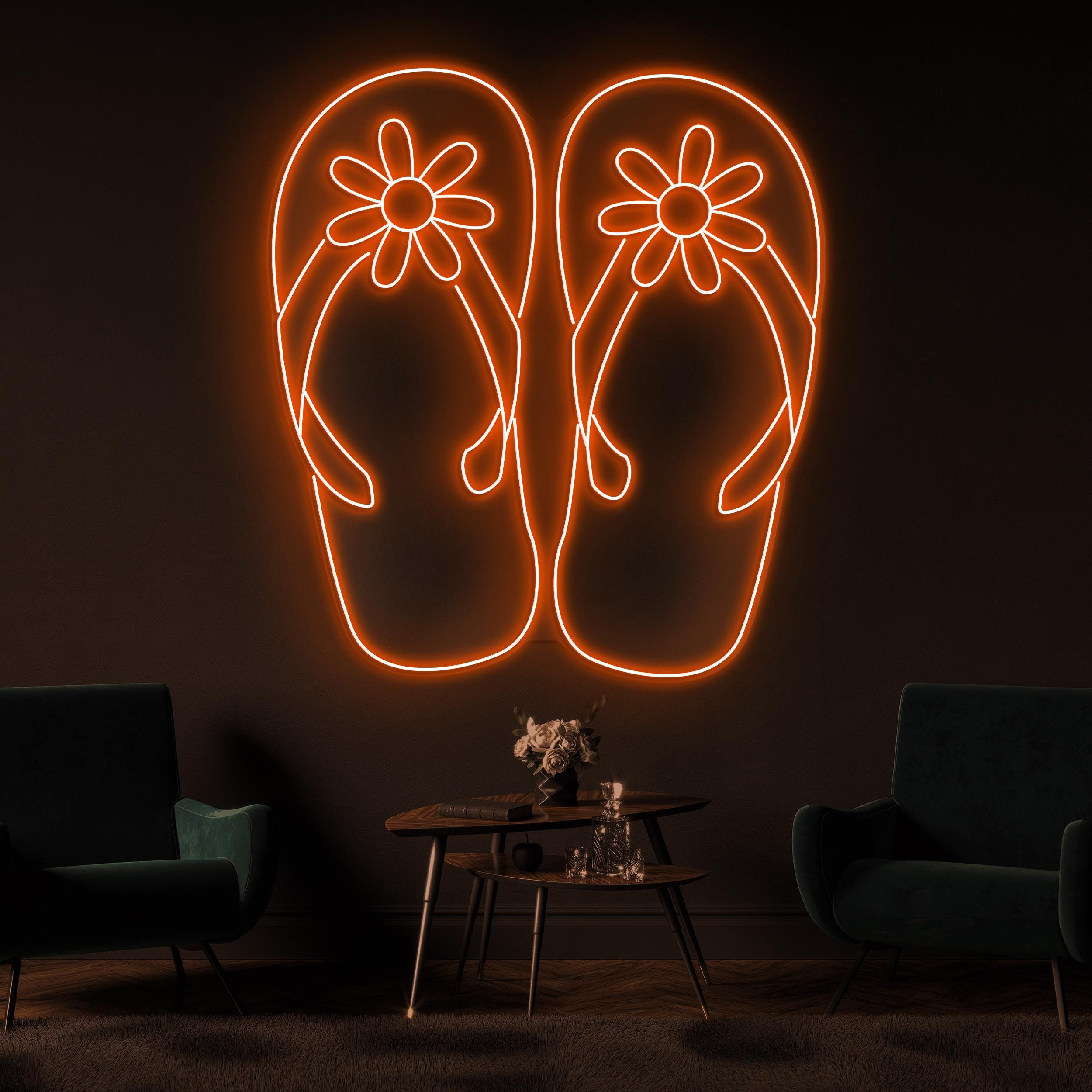 Flip Flop Neon Sign, Flip Flop LED Light, Summer Shoes Wall Decor, Shoes Shop Wall Art, Sandal Neon Light, Beach Shoes Decor, Home Wall Art