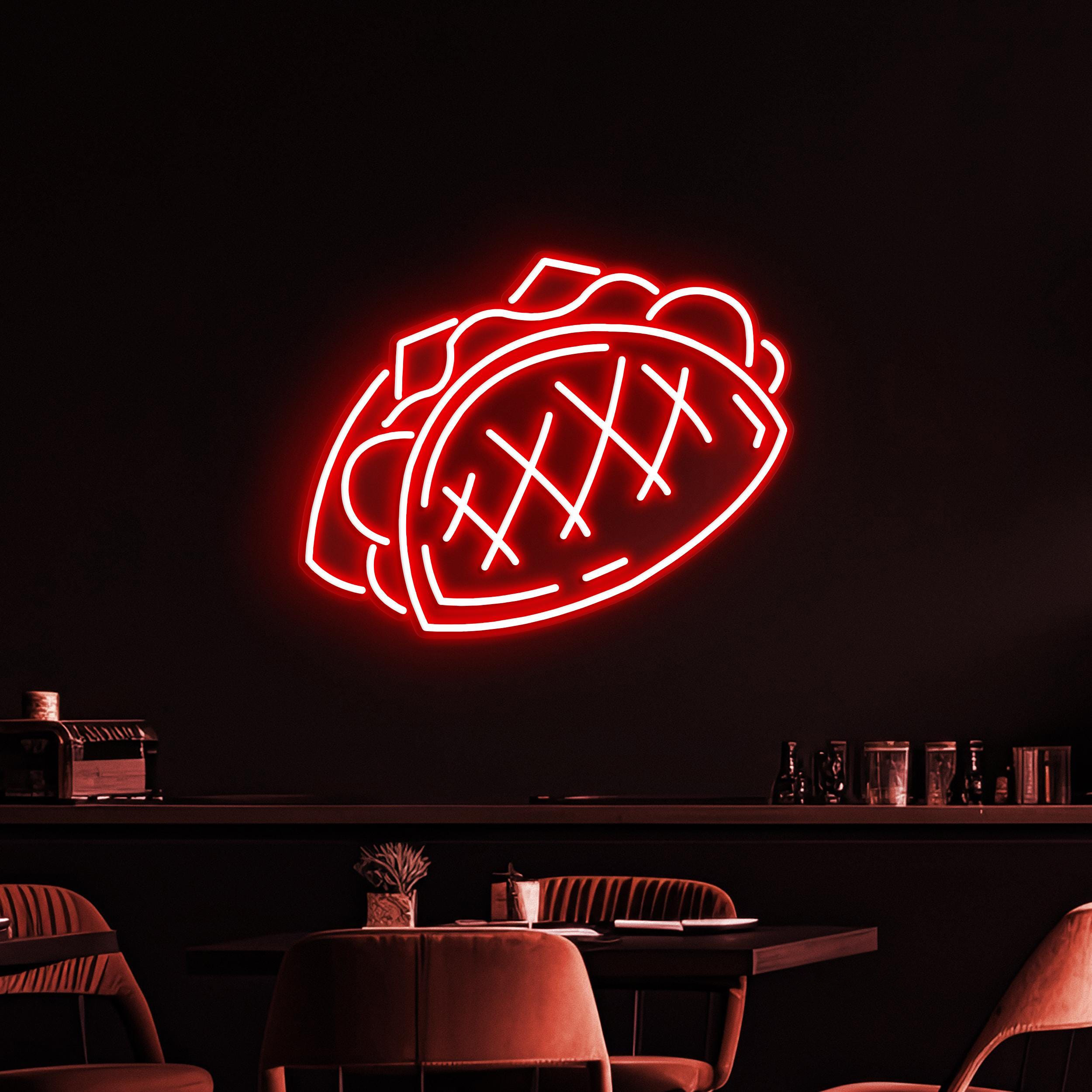 Taco Neon Sign, Taco Sandwich LED Light, Taco Sandwich Wall Art, Mexican Food Wall Decor, Kitchen Neon Light, Fast Food Neon Art, Taco Lover