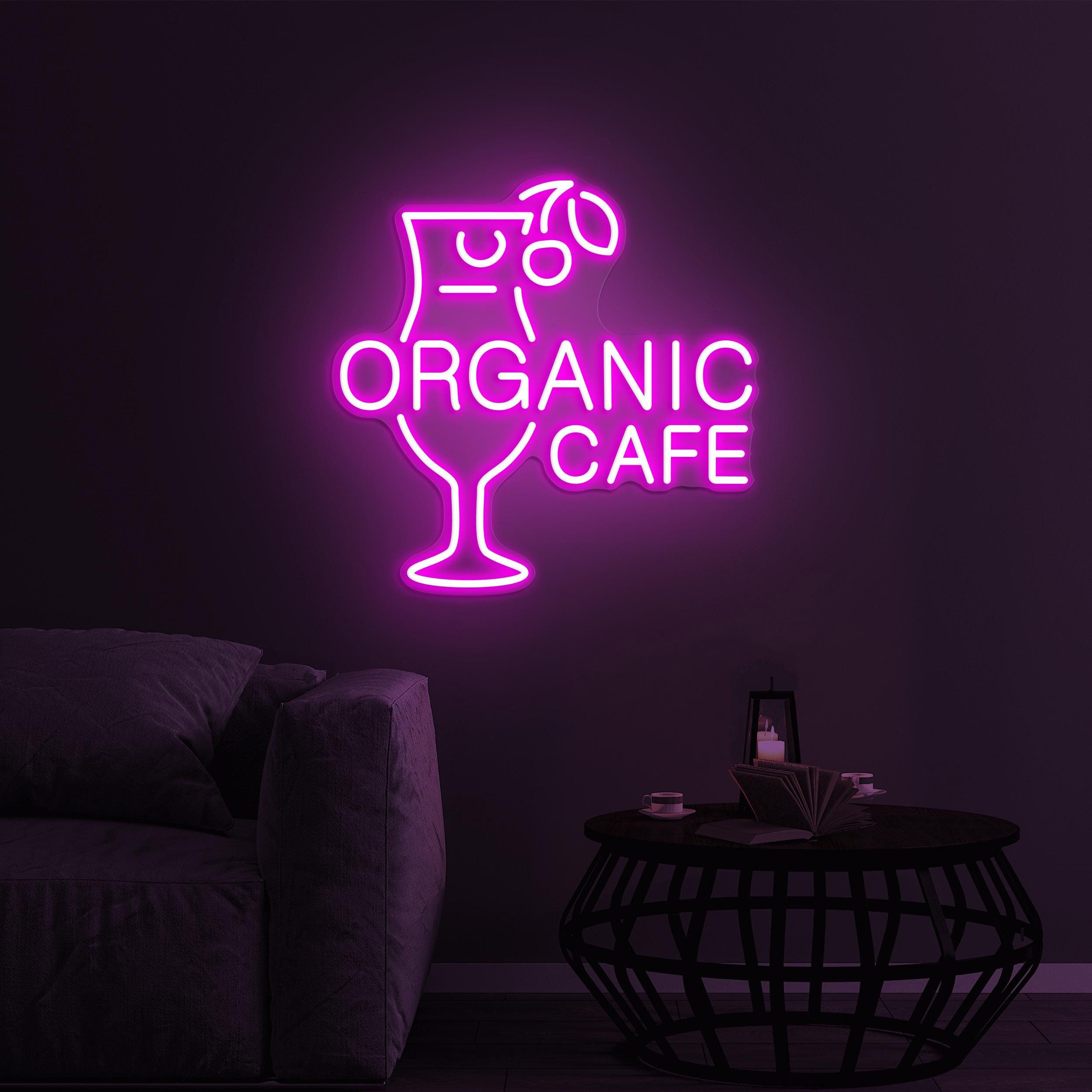 Organic Cafe Neon Sign, Organic Cafe Neon Light, Juice Glass Wall Decor, Club Wall Room Decor, Drink Store Neon Light, Cafe LED Wall Art