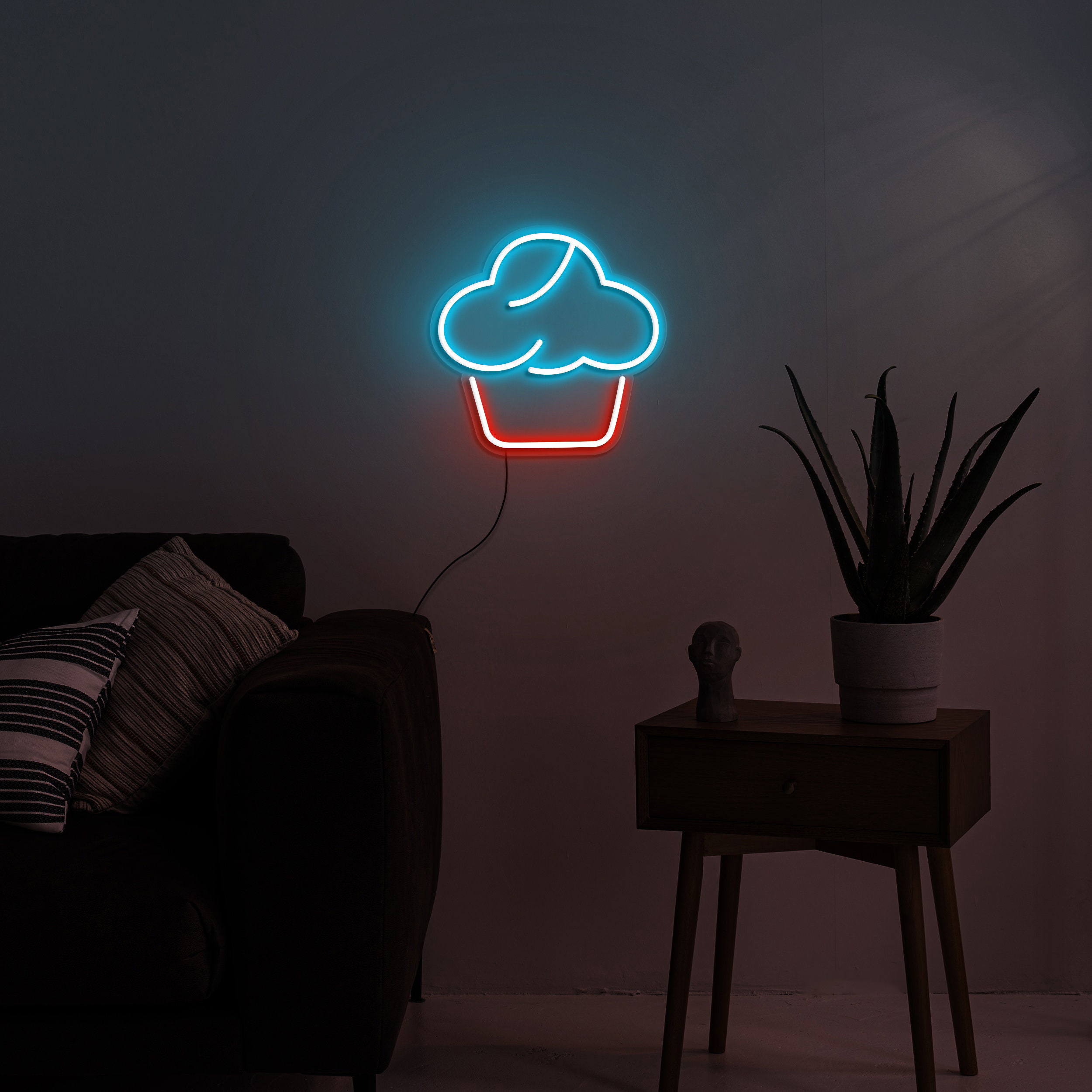 Cupcake Neon Sign LED Lights for Kids Room Decor, Bakery Party Decoration, USB Light Up Wall Sign, Led decor for Bakery, Shop, and Cafe