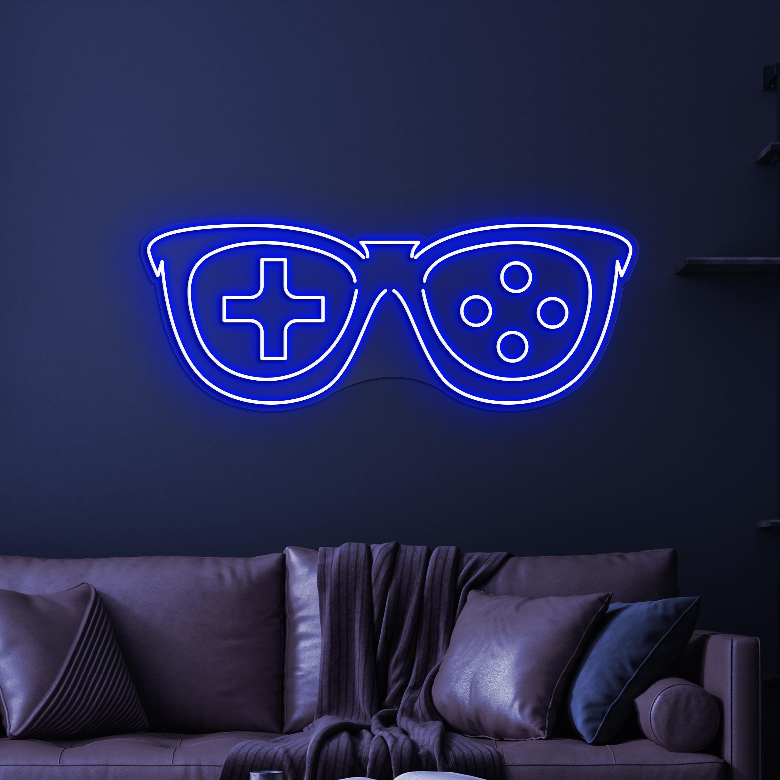 Gaming Glasses Neon Sign, Gaming Glasses LED Light, Sunglasses Shop Wall Art, Glasses For Gamer Sign, Game Room Neon Light, Game Lover Gift