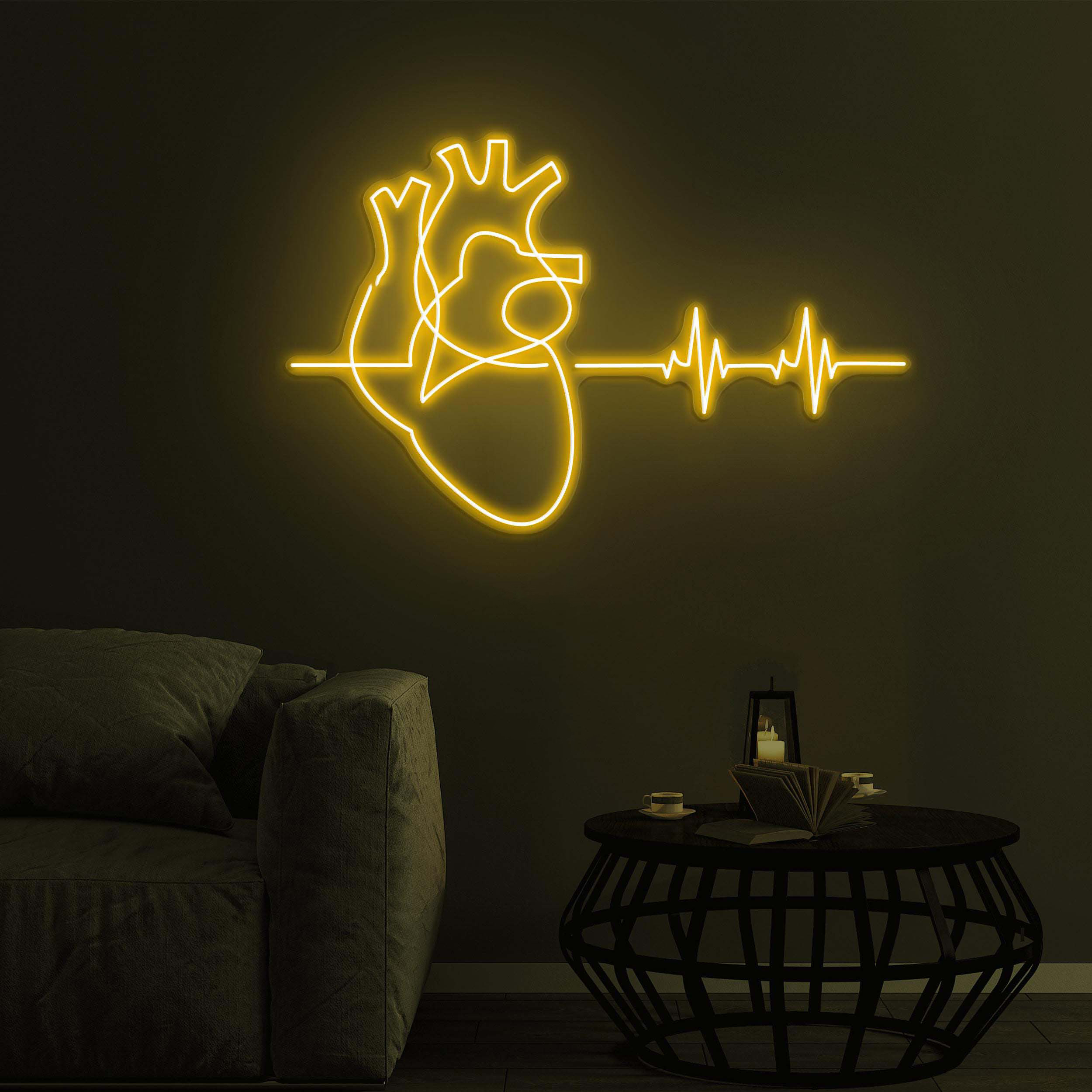 Heartbeat with Heart Neon Sign, Heartbeat with Heart LED Light, Pulse LED Neon Art, Home Wall Decor, Hospital Wall Art, Kids Room Wall Art