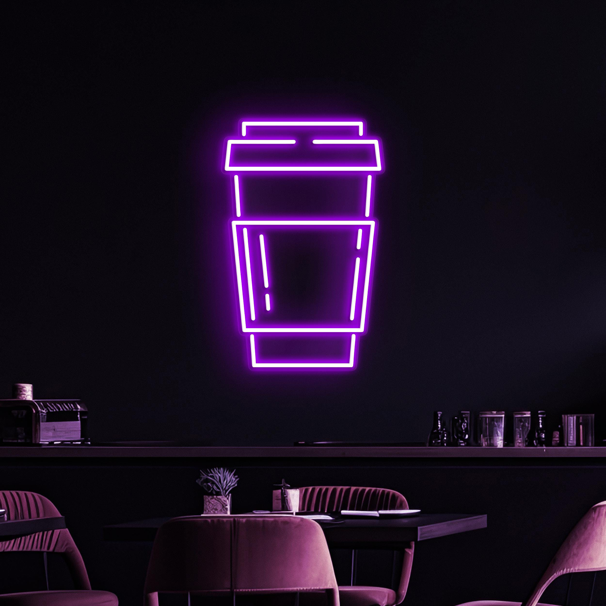 Coffee Cup Neon Sign, Coffee Cup LED Light, Coffee Shop Wall Art, Cafe and Bar Neon Light, Kitchen Wall Decor, Takeaway Coffee Neon Art