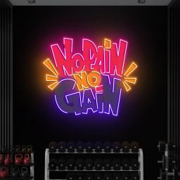 No Pain No Gain Neon Sign, Motivational Gym Decor for Home Gym, Fitness Centers, Workout Spaces. LED Gym Sign, Powerlifting Art,Gym Wall Art