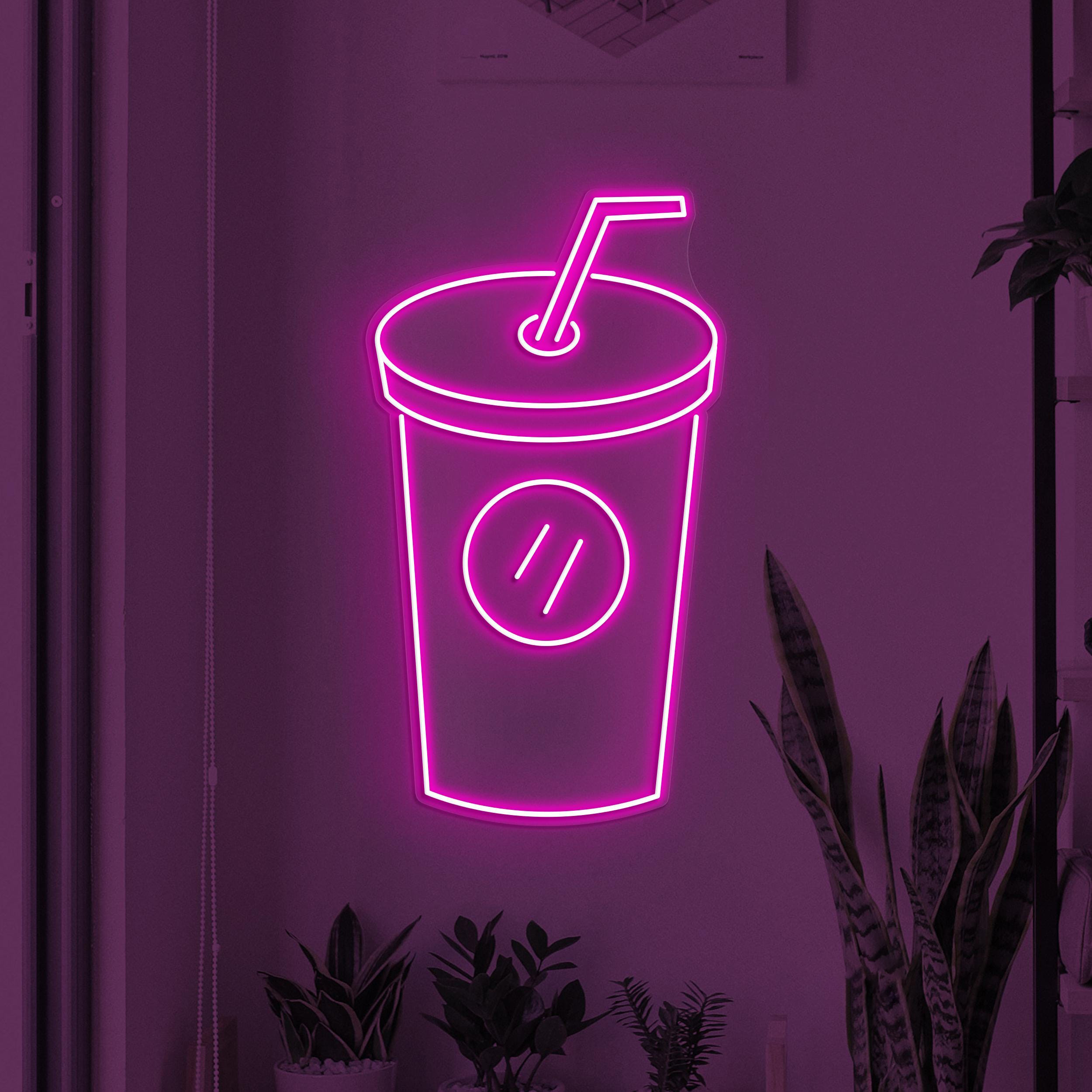 Drink Cup Neon Sign, Drink LED Light, Drink juice Wall Decor, Bar Wall Art, juice Shop Neon Light, Beverage Glass Neon Sign, Bar Neon Art