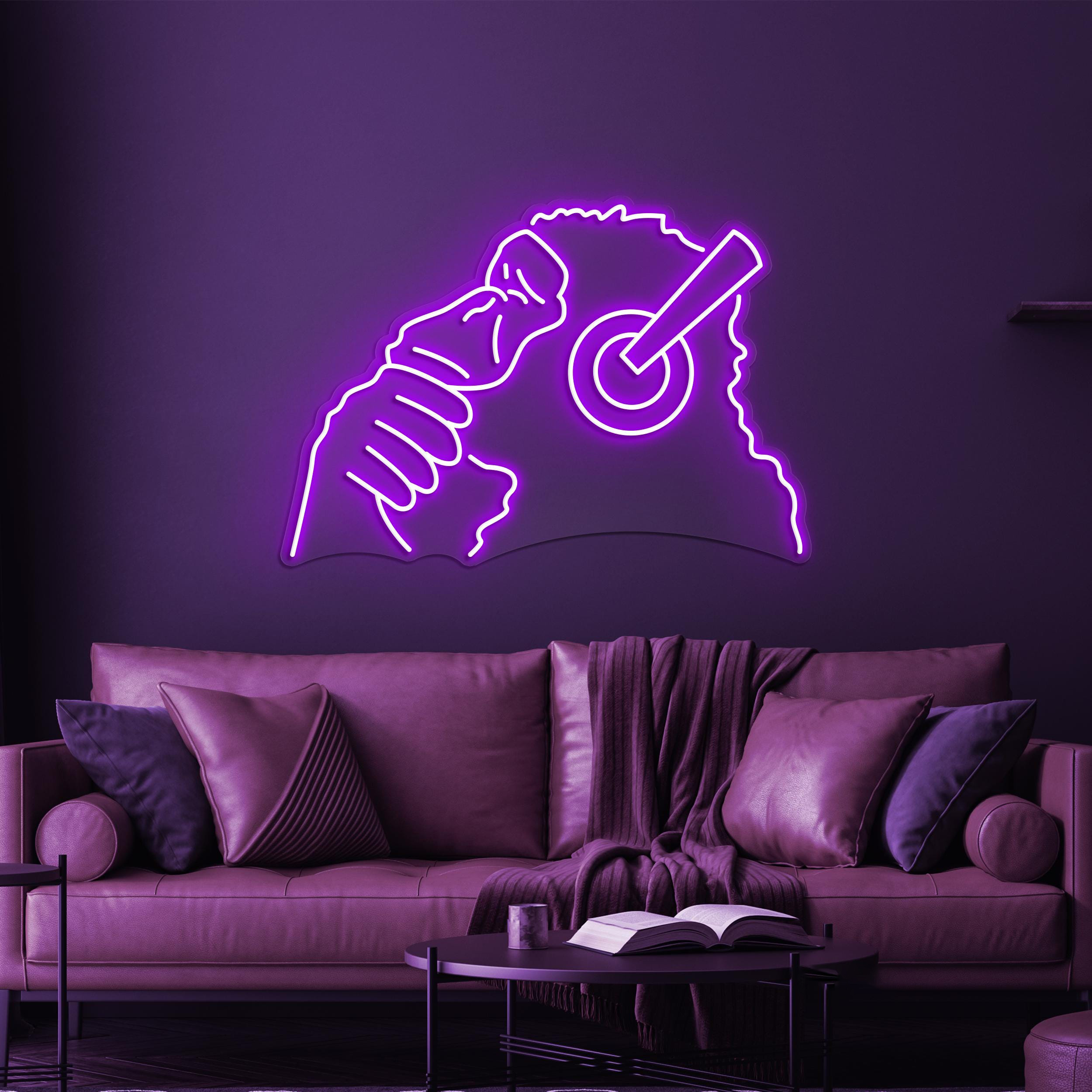 Monkey with Headphones Neon Sign, Monkey Headphones LED Light, Gorilla Wall Decor, Gorilla with Headphones Neon Art, Music Club Wall Art