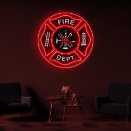 Fire Department Neon Sign, Fire Department Logo LED Light, Firefighter Dept LED Pop Art, Custom Sign, Hero's Neon Sign, Rescue Room Decor