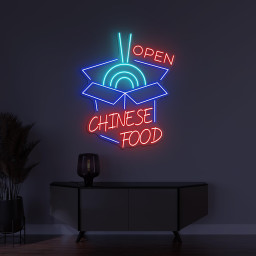 Chinese Food Open Neon Sign, Chinese Food Open LED Light, Restaurant Wall Decor, Chinese Food Wall Decor, Custom Neon Sign, Food Lover Art