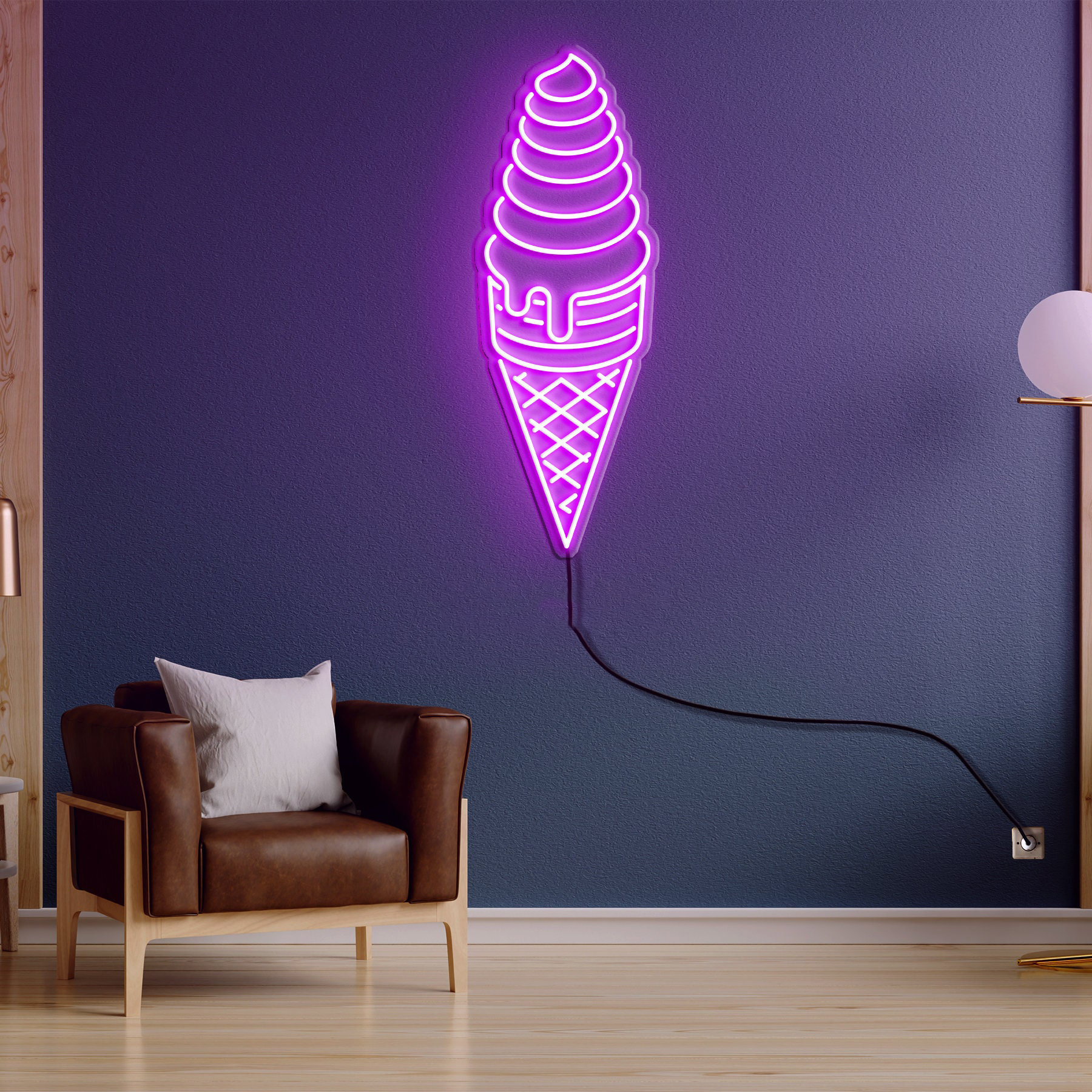 Ice Cream Cone Neon Light, Ice Cream Shop Decor, Ice Cream Neon Sign, Shop & Room Decor, Restaurant Personalized Gift, Kitchen Neon Light