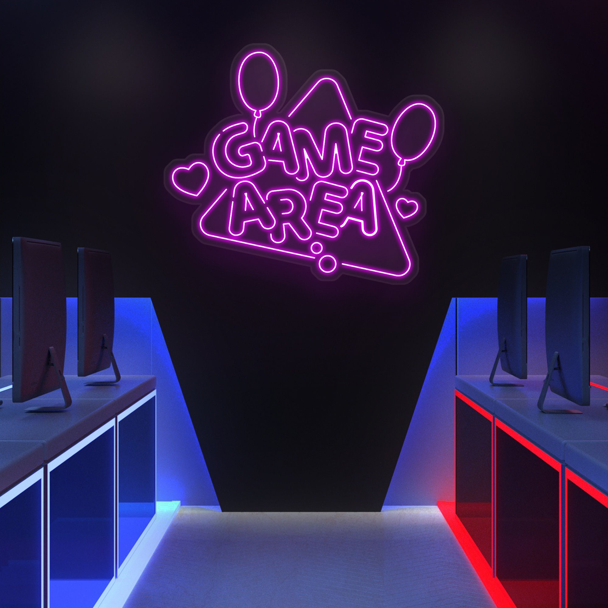 Game Area Neon Sign, LED Game Room Decor, Gaming Neon Light for Bedroom, Man Cave, Pub, Gift for Gamers, Boys, Game Wall Art, Party Decor