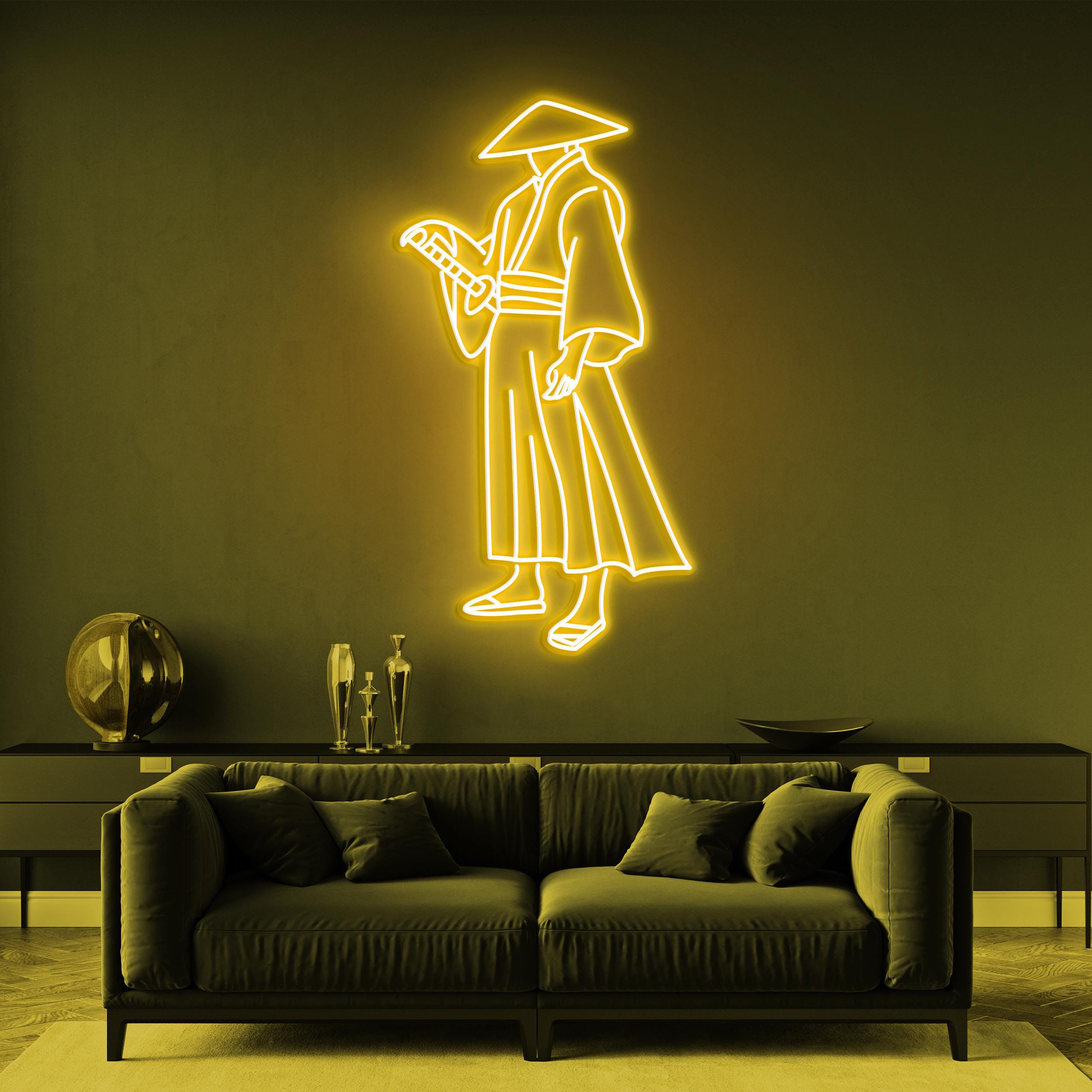 Samurai Neon Sign, Samurai LED Light, Japanese Warrior Wall Decor, Game Zone Art, Сartoon Character Sign, Ninja Man Decor for Anime Fans
