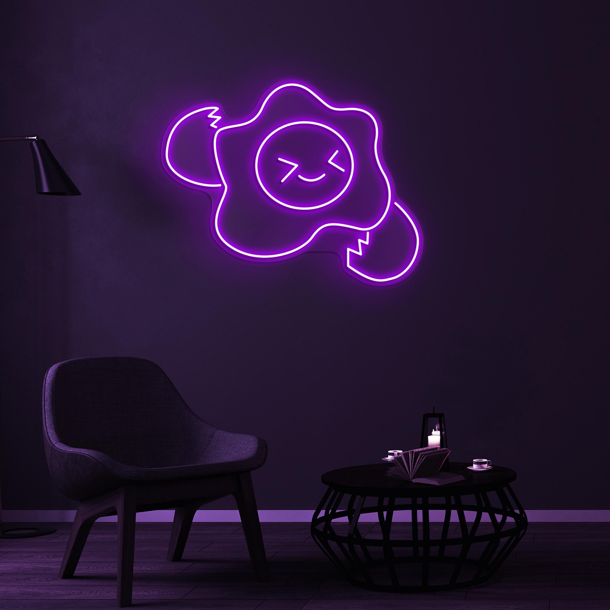 Egg Neon Sign, Broken Egg LED Light, Egg Face Wall Art, Sunny Side Up Led Sign, Breakfast Neon Light, Cafe Wall Art, Kitchen Decor, Gift