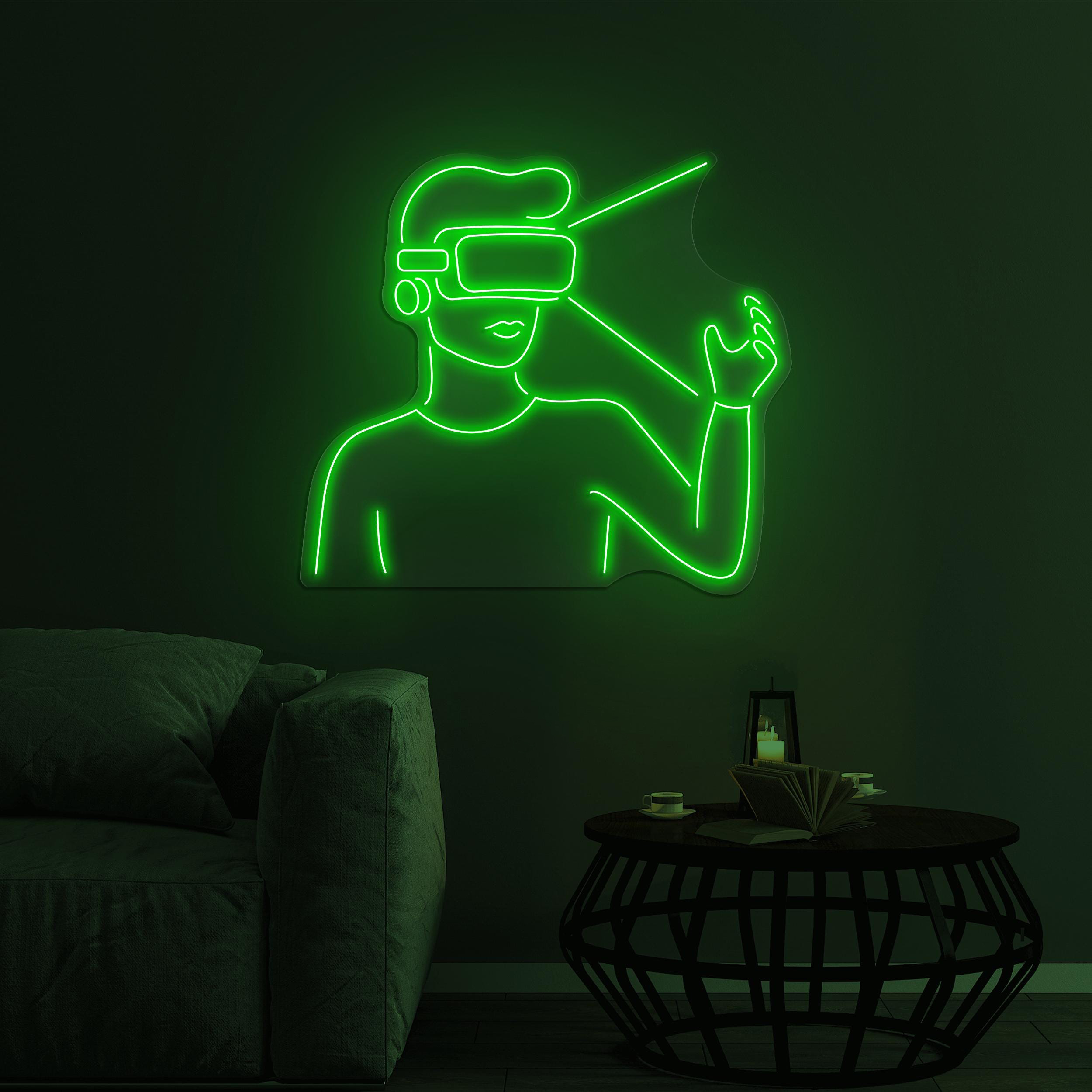 Man Wearing Vr Neon Sign, Man Wearing VR Led Light, VR Glasses Decor, Man Wearing VR Wall Decor, Virtual Reality House Decor, Room Wall Art