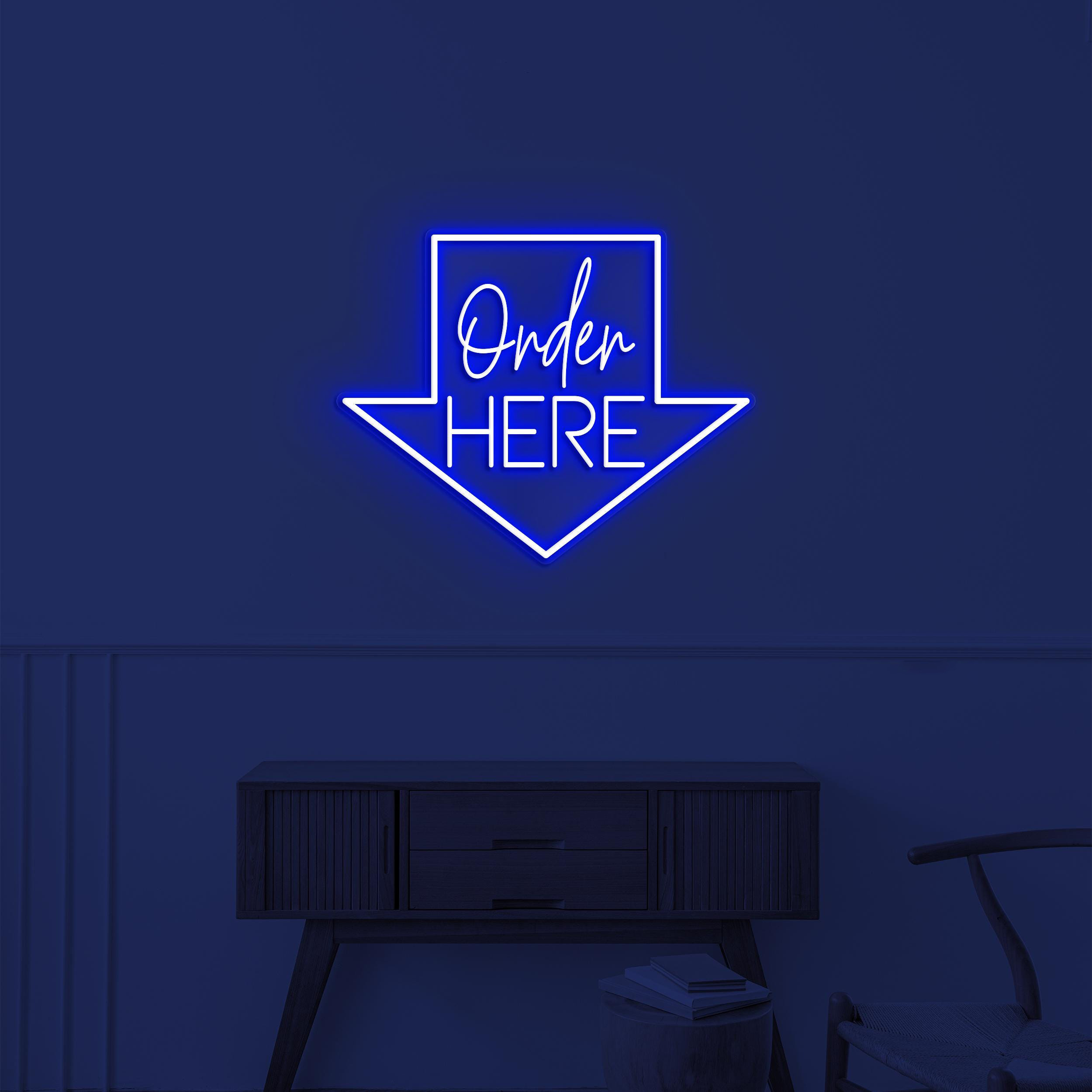 Order Here Neon Sign, Order Here LED Light, Arrow LED Sign, Restaurant Sign, Cafe, Food Shop, Store Decor, Business Art, Order Here Wall Art
