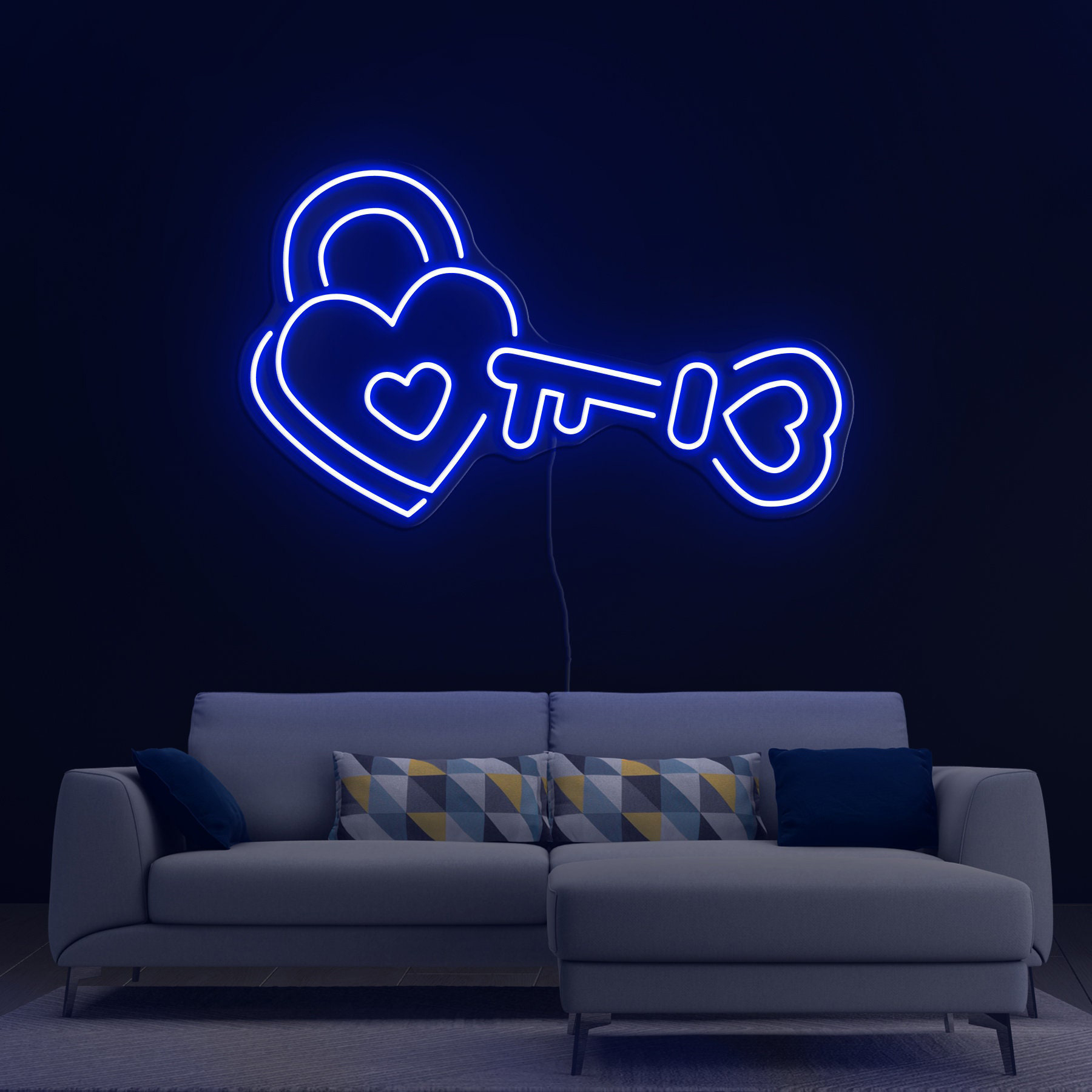 Heart Neon Sign, Lock Heart LED Light, Padlock Heart Neon Sign, Romantic Wall Decor for Bedroom, Shop,  Wedding, Heart Gift, Heart Neon Art