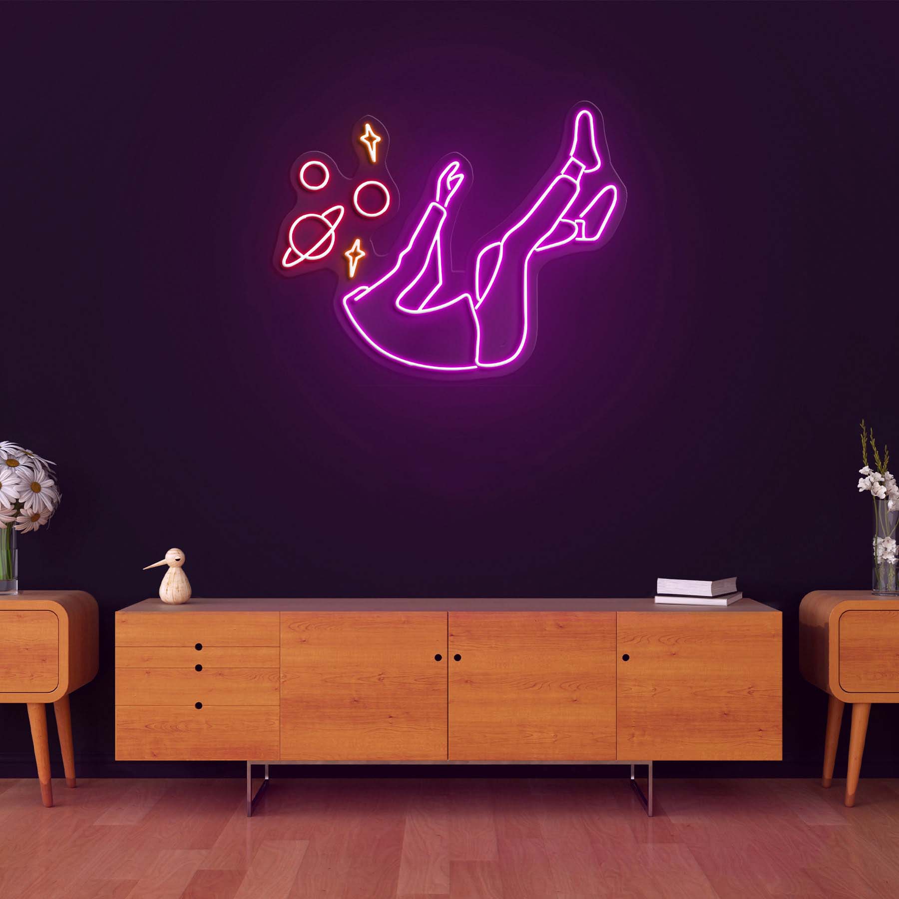 Space Head Neon Sign, Falling Into Space LED Wall Decor, Celestial Room Lighting, Home Art, Space Head Neon Sign, LED Neon Light, Room Decor