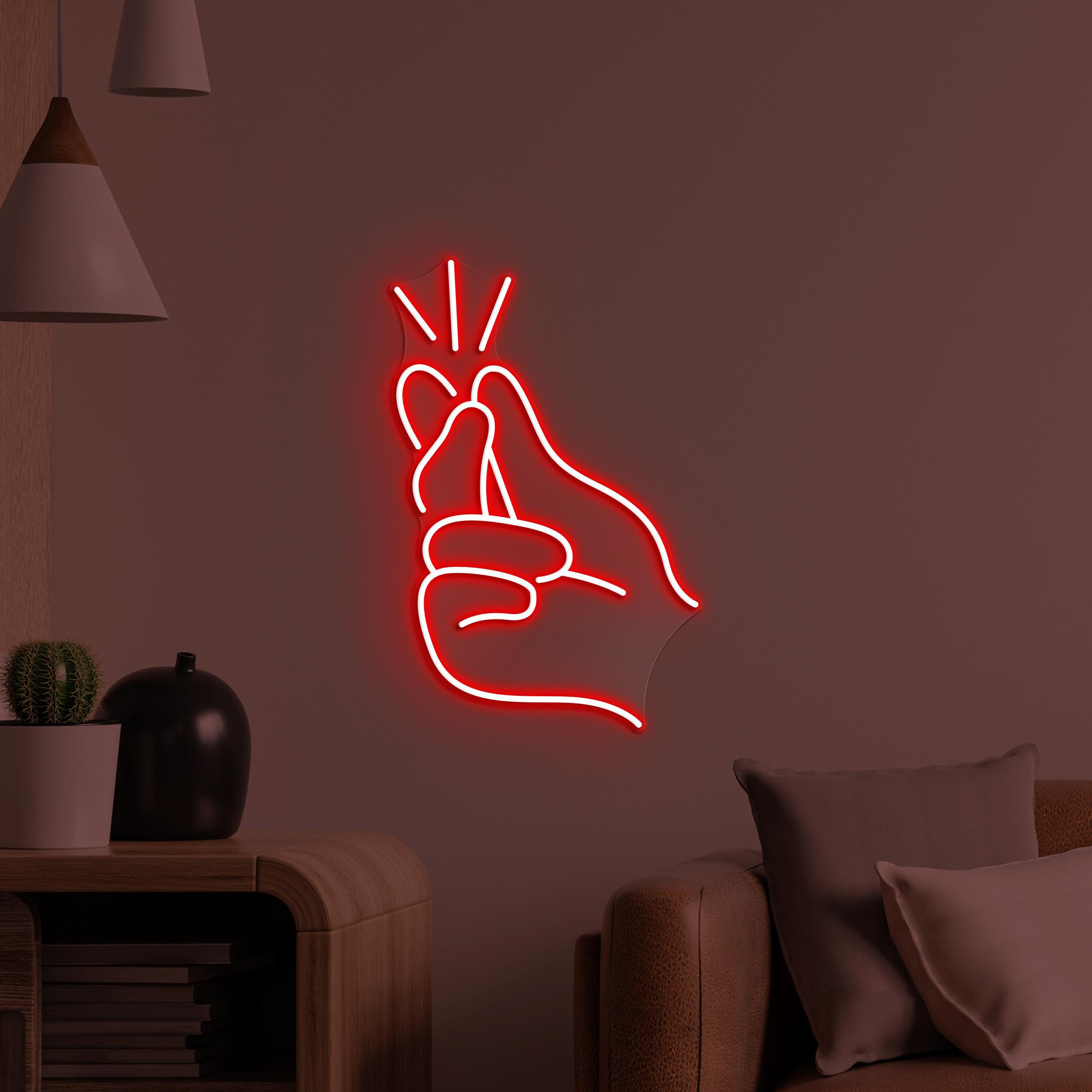 Finger Heart Neon Sign, Finger Heart LED Light, Korean Love Wall Decor, Wedding Party Wall Art, I Love You Neon Sign, Neon Gift for Couple